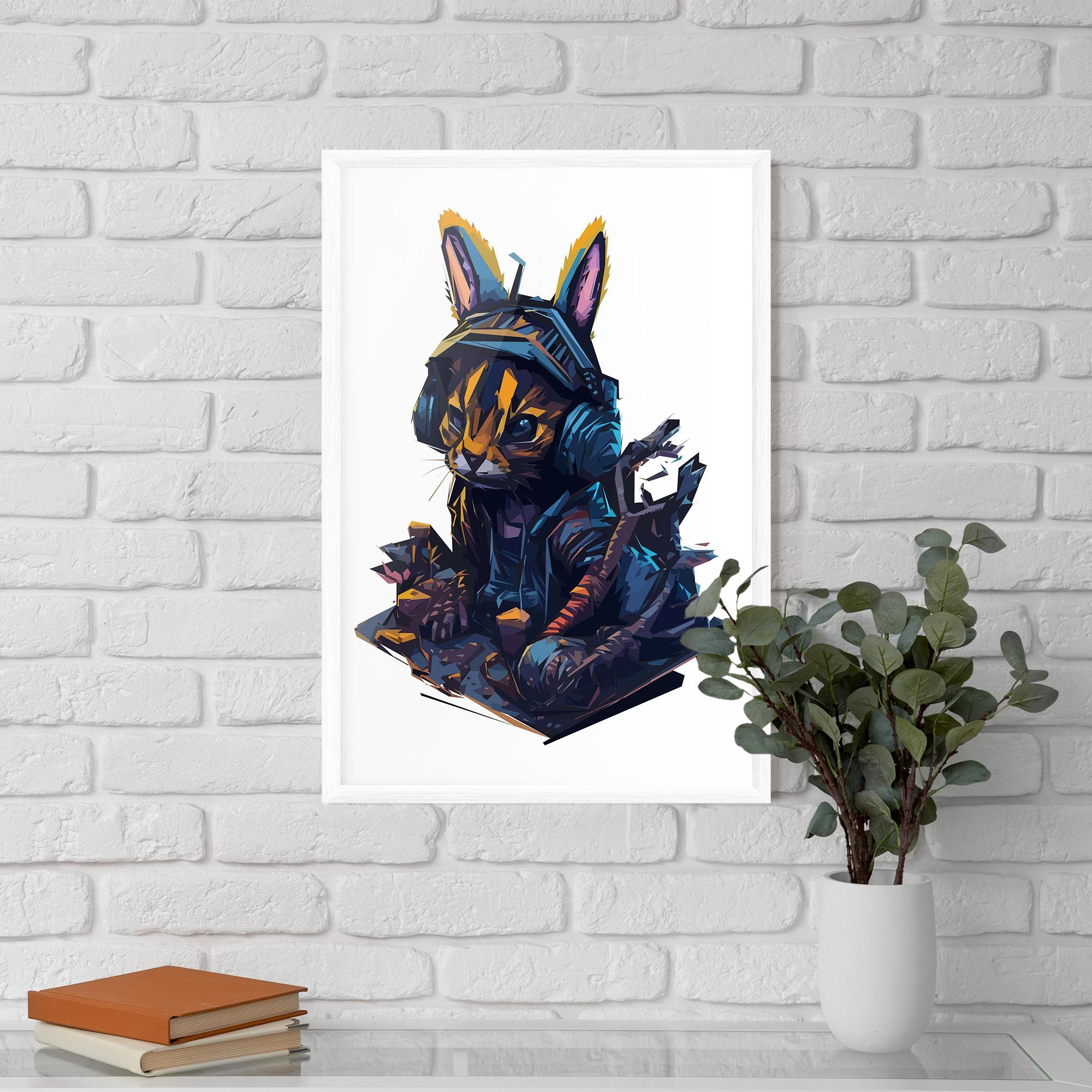 Рамкиран постер Orange Rabbit Headset mockup 5