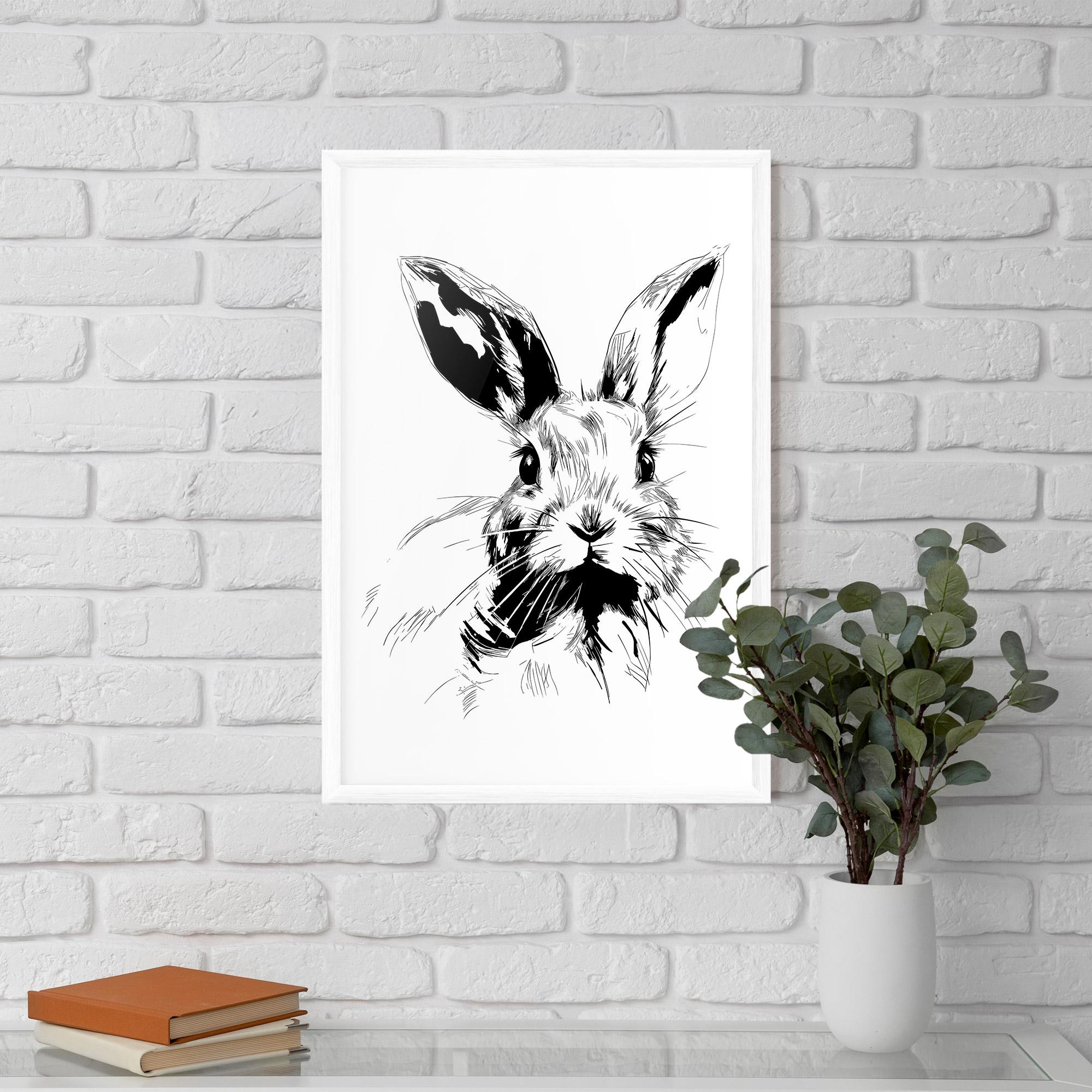 Рамкиран постер Rabbit Looking mockup 5