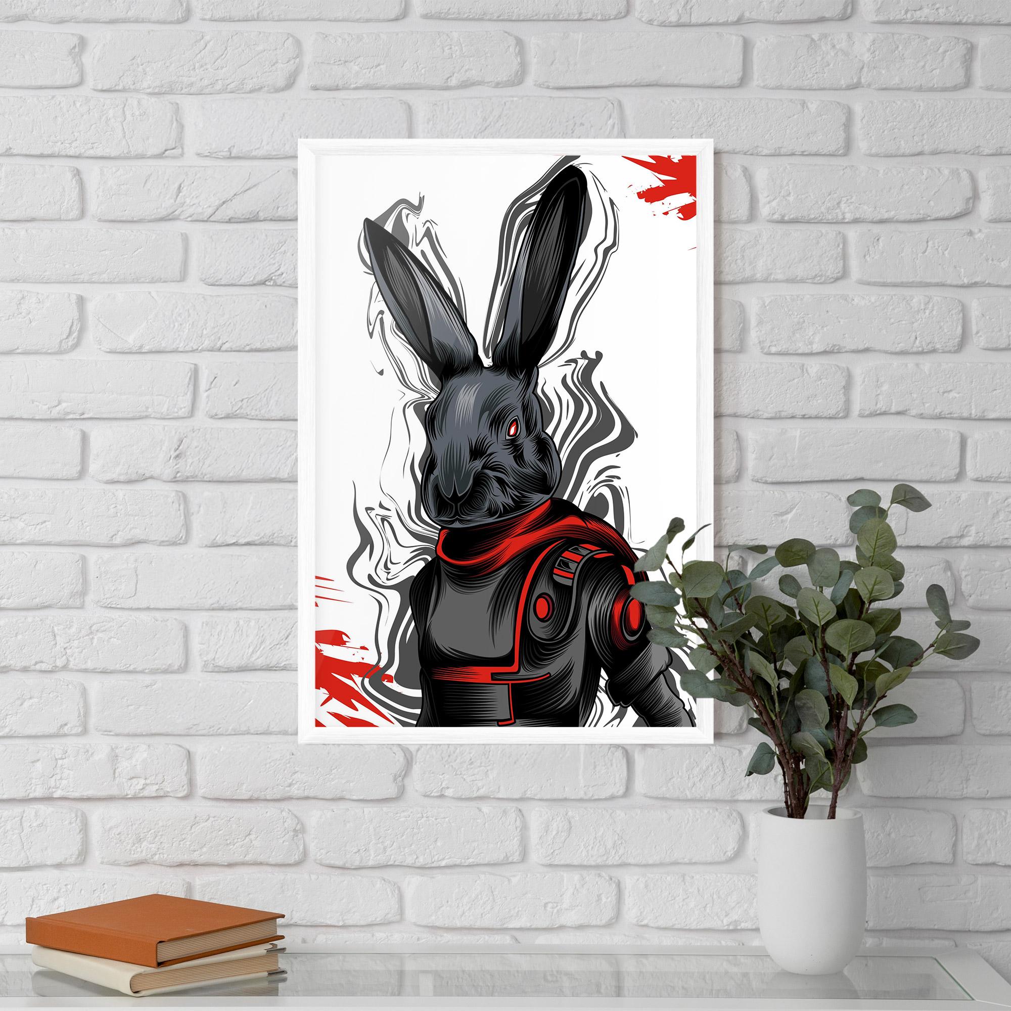 Рамкиран постер Red Robot Bunny mockup 5