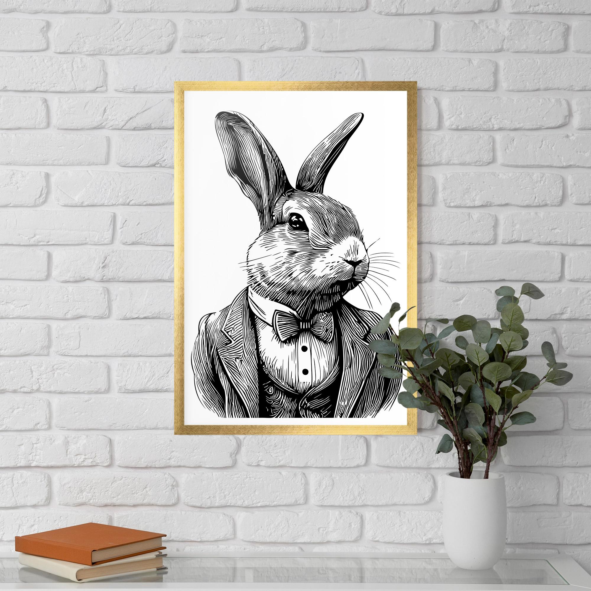 Рамкиран постер Bunny In Suit mockup 5