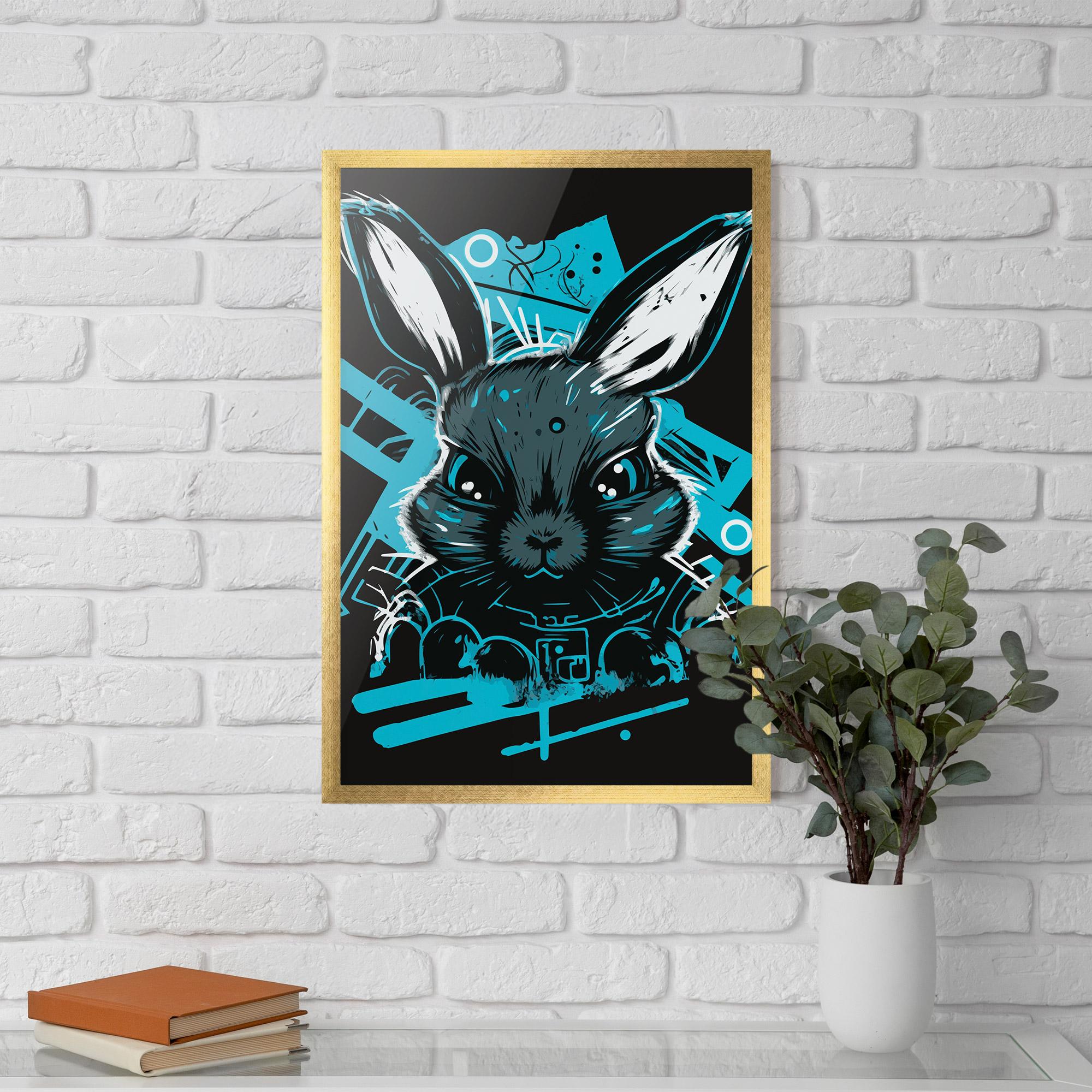 Рамкиран постер Grey Blue Bunny mockup 5