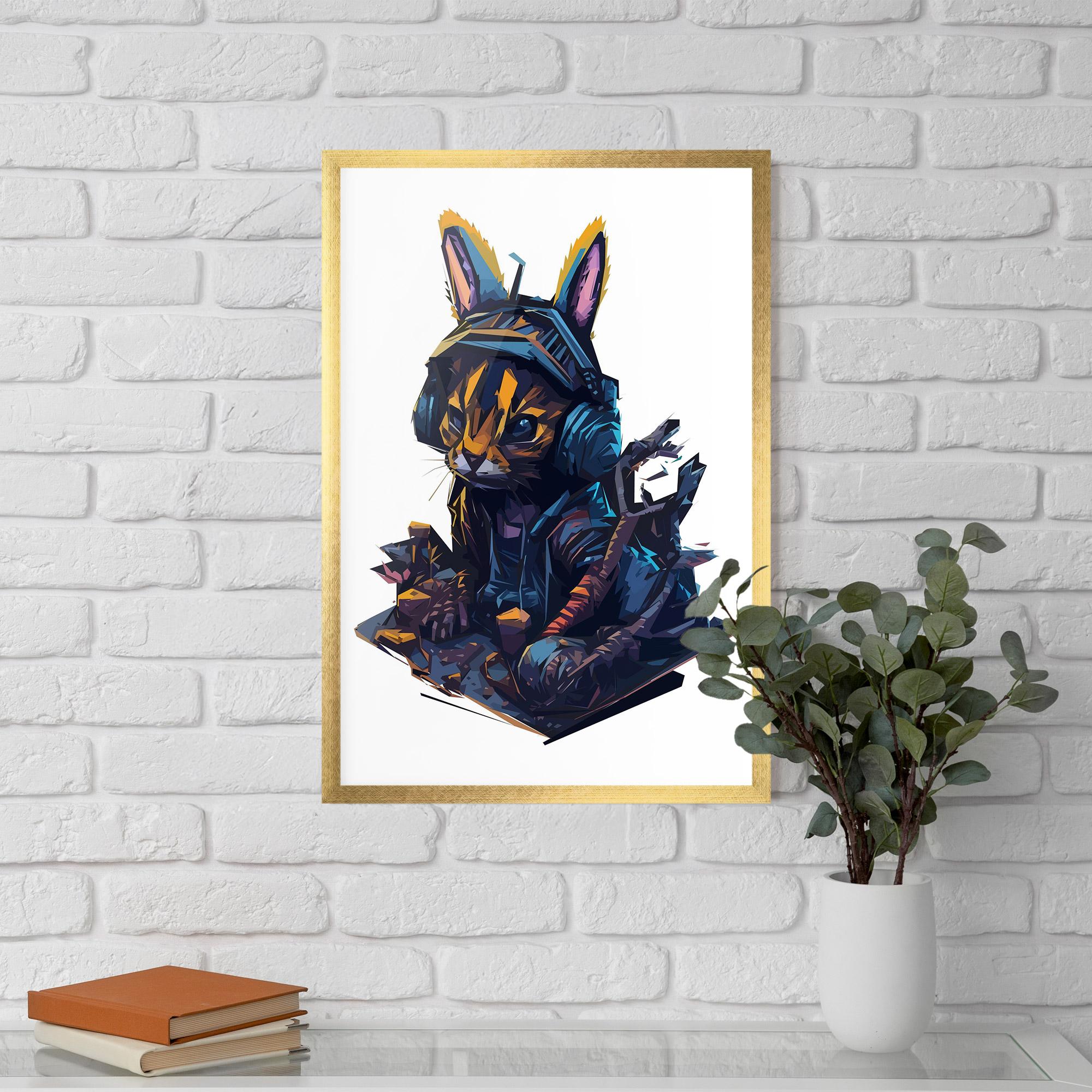 Рамкиран постер Orange Rabbit Headset mockup 5