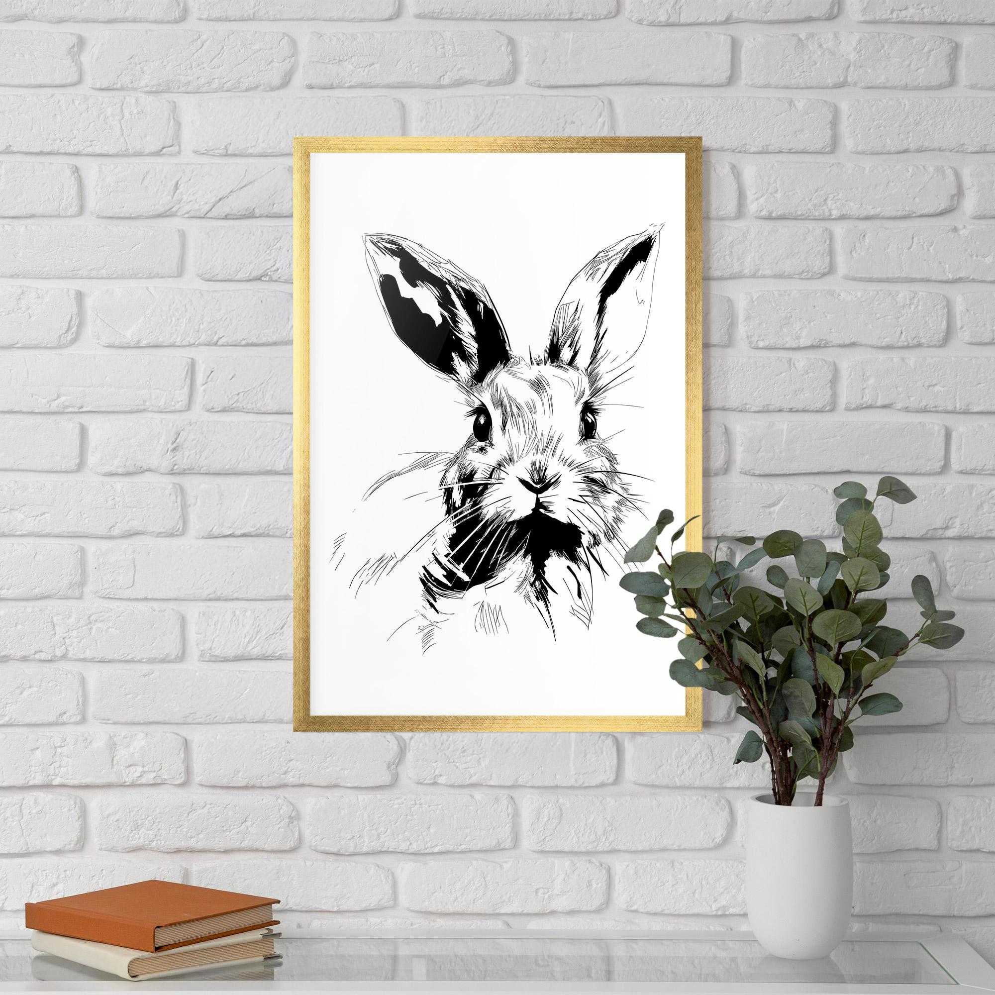 Рамкиран постер Rabbit Looking mockup 5