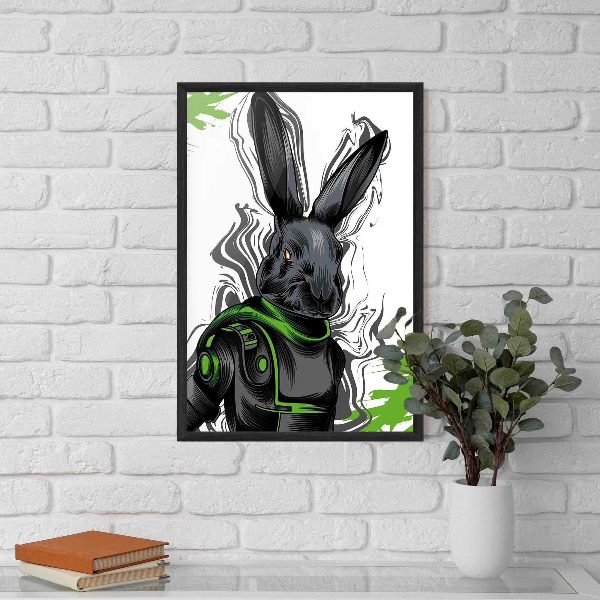Рамкиран постер Cyborg Green Bunny mockup 5