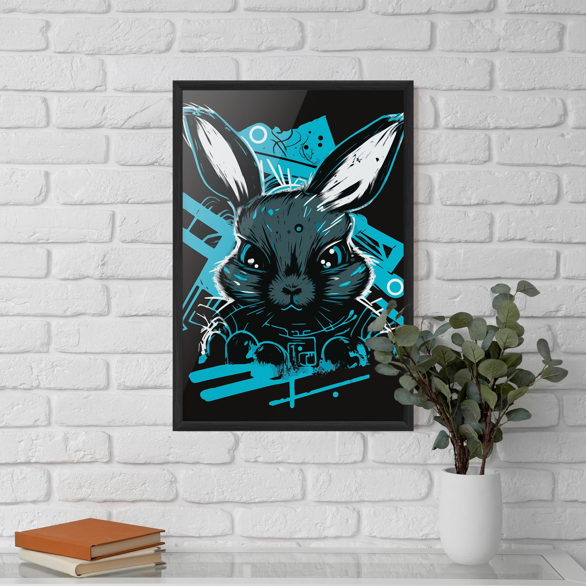 Рамкиран постер Grey Blue Bunny mockup 5