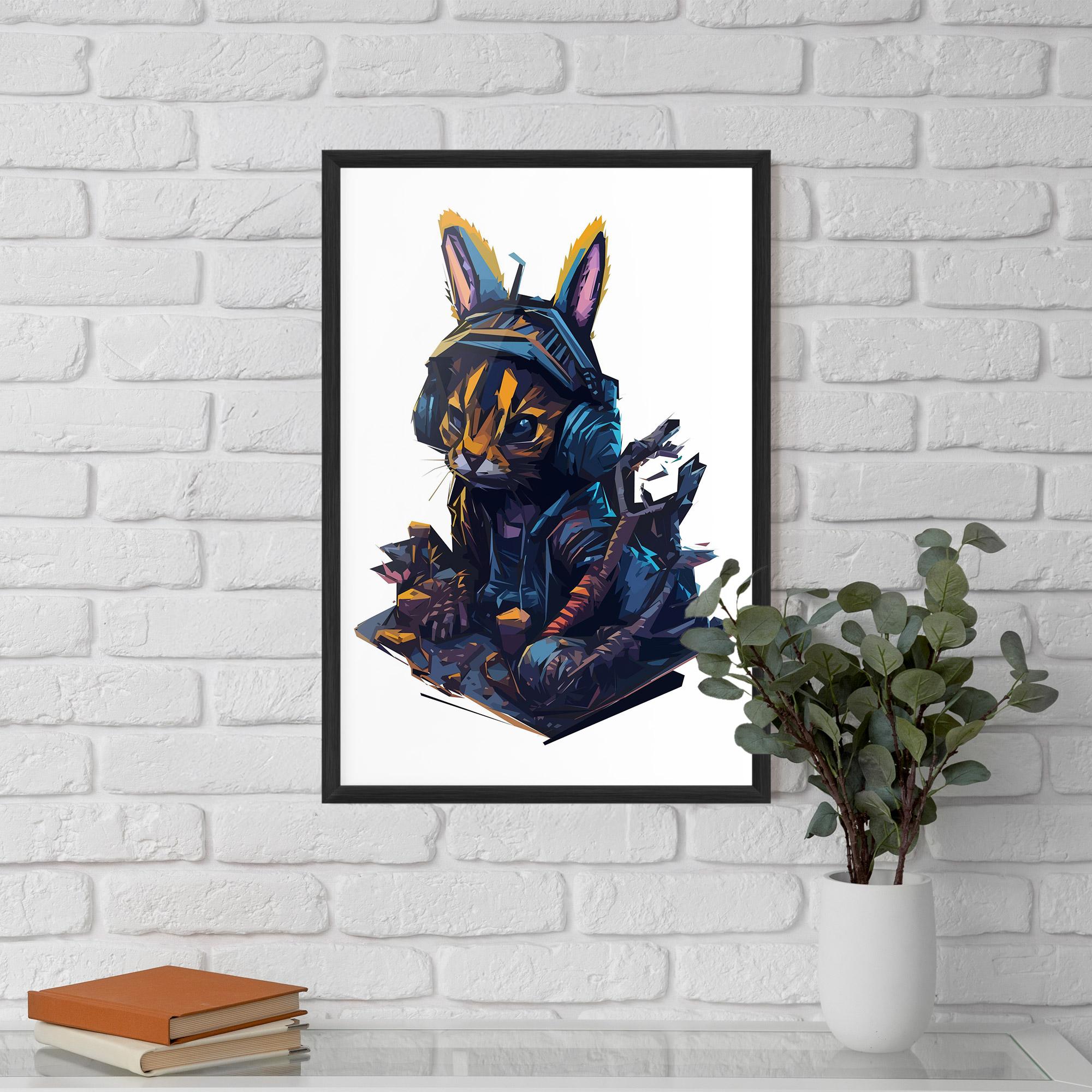 Рамкиран постер Orange Rabbit Headset mockup 5