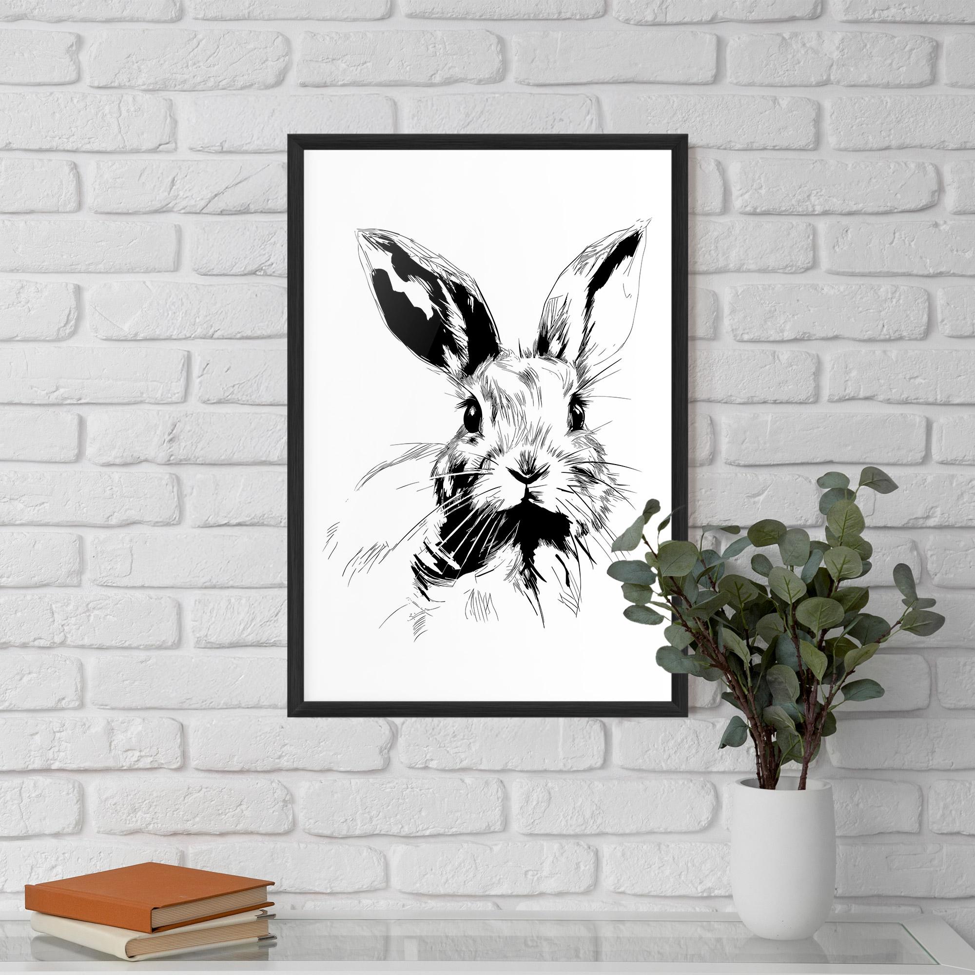 Рамкиран постер Rabbit Looking mockup 5