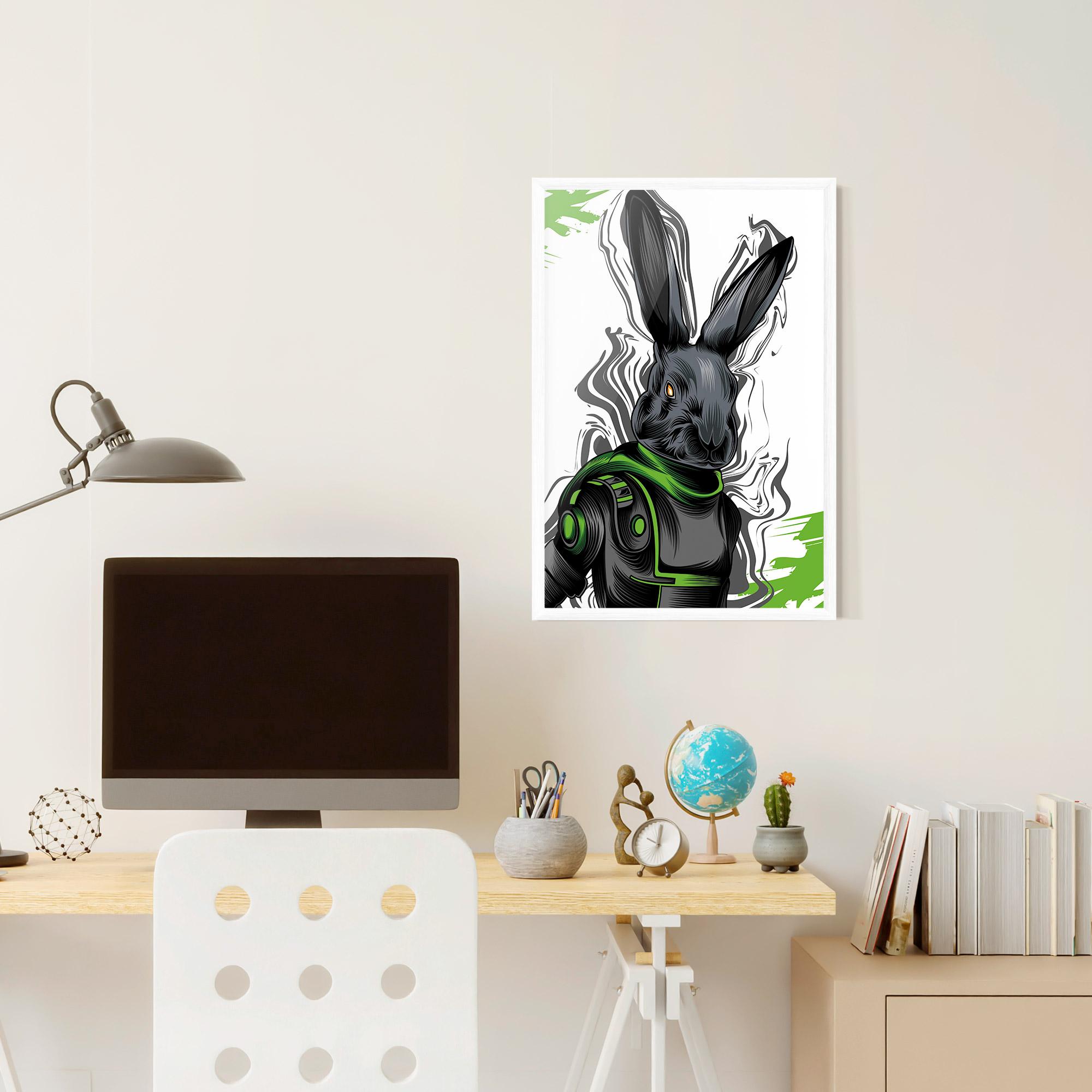 Рамкиран постер Cyborg Green Bunny mockup 6
