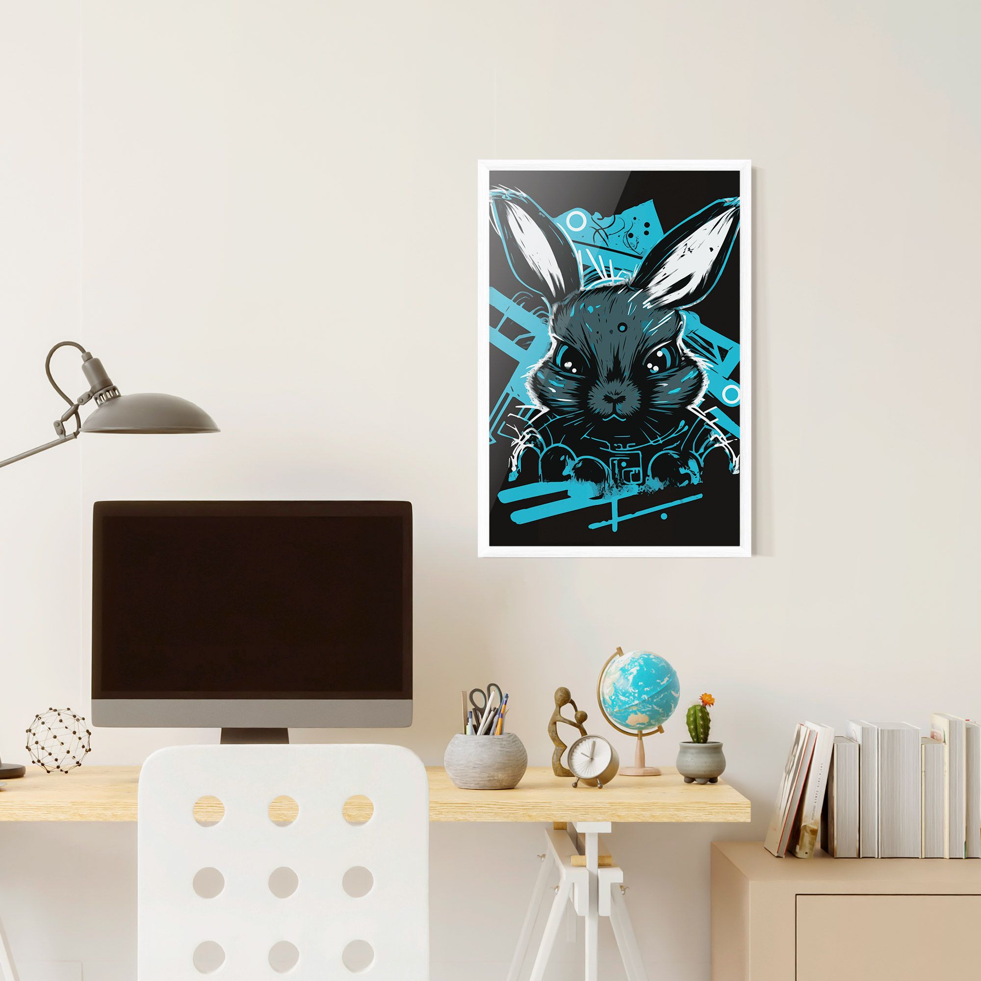 Grey Blue Bunny mockup 6