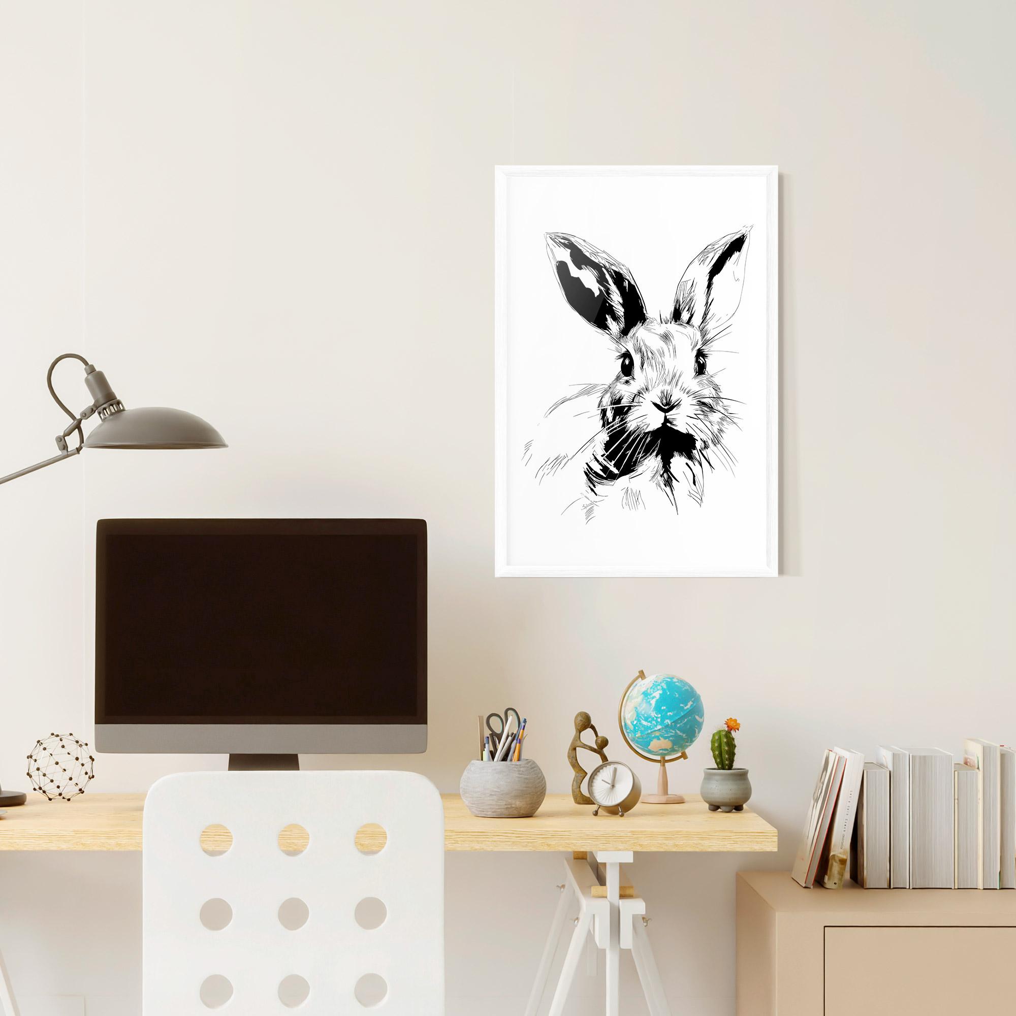 Рамкиран постер Rabbit Looking mockup 6