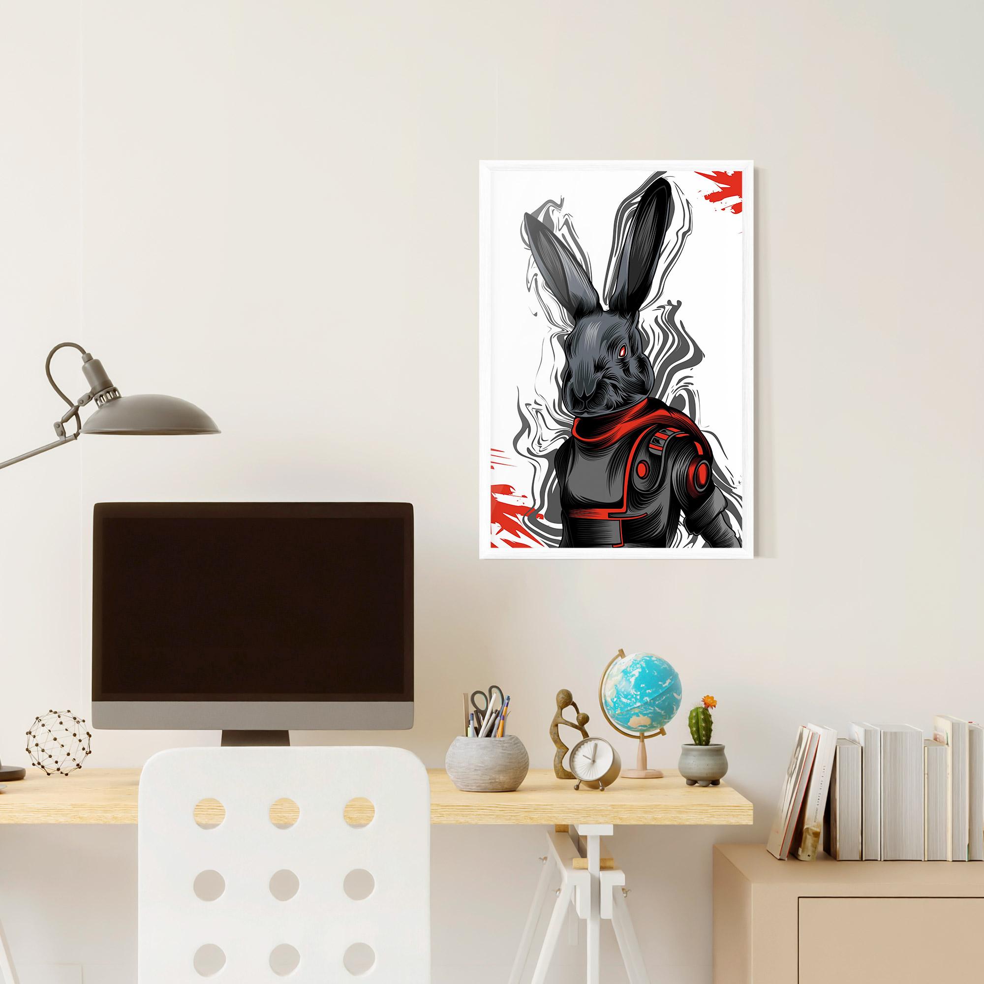 Рамкиран постер Red Robot Bunny mockup 6