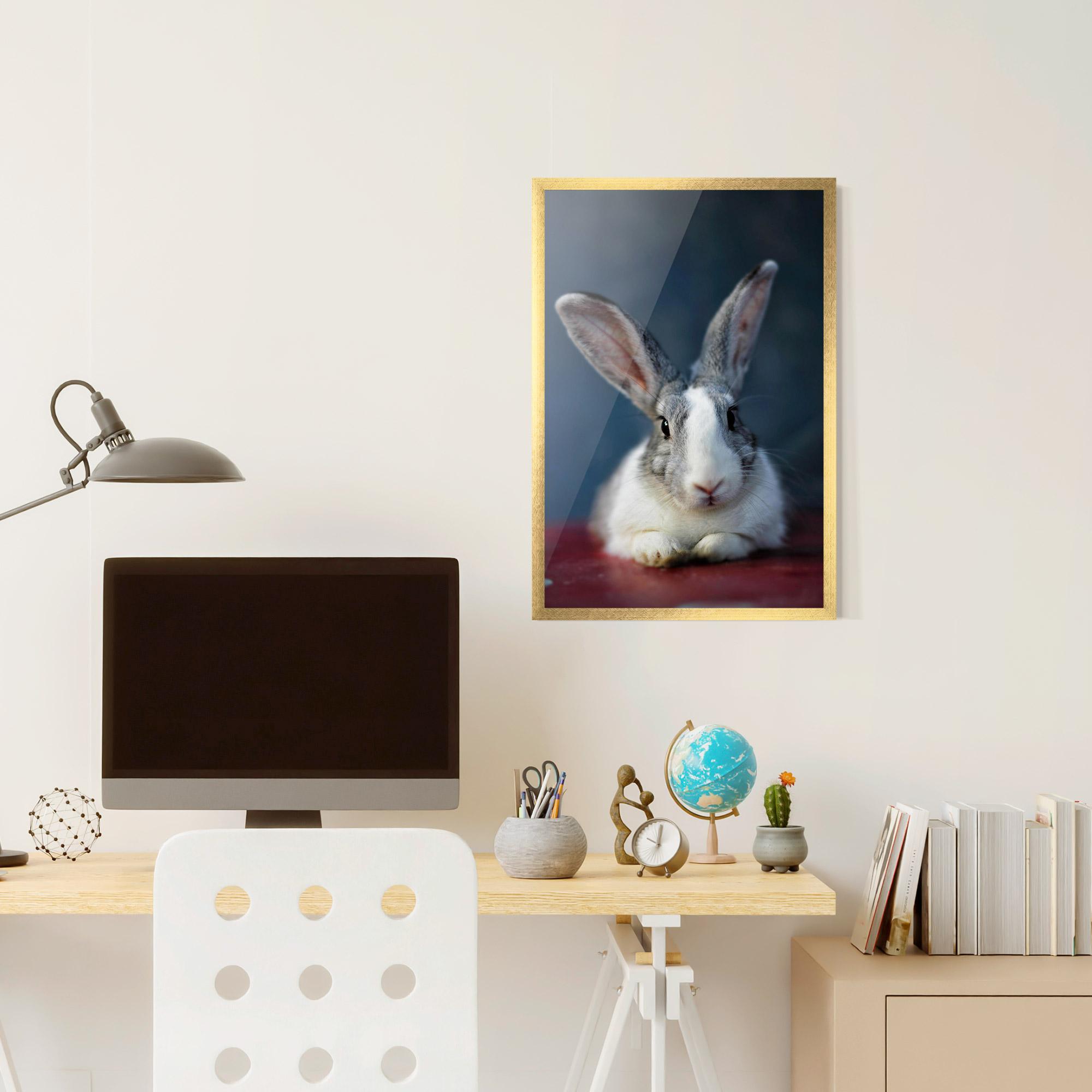 Рамкиран постер Cute Grey Bunny mockup 6