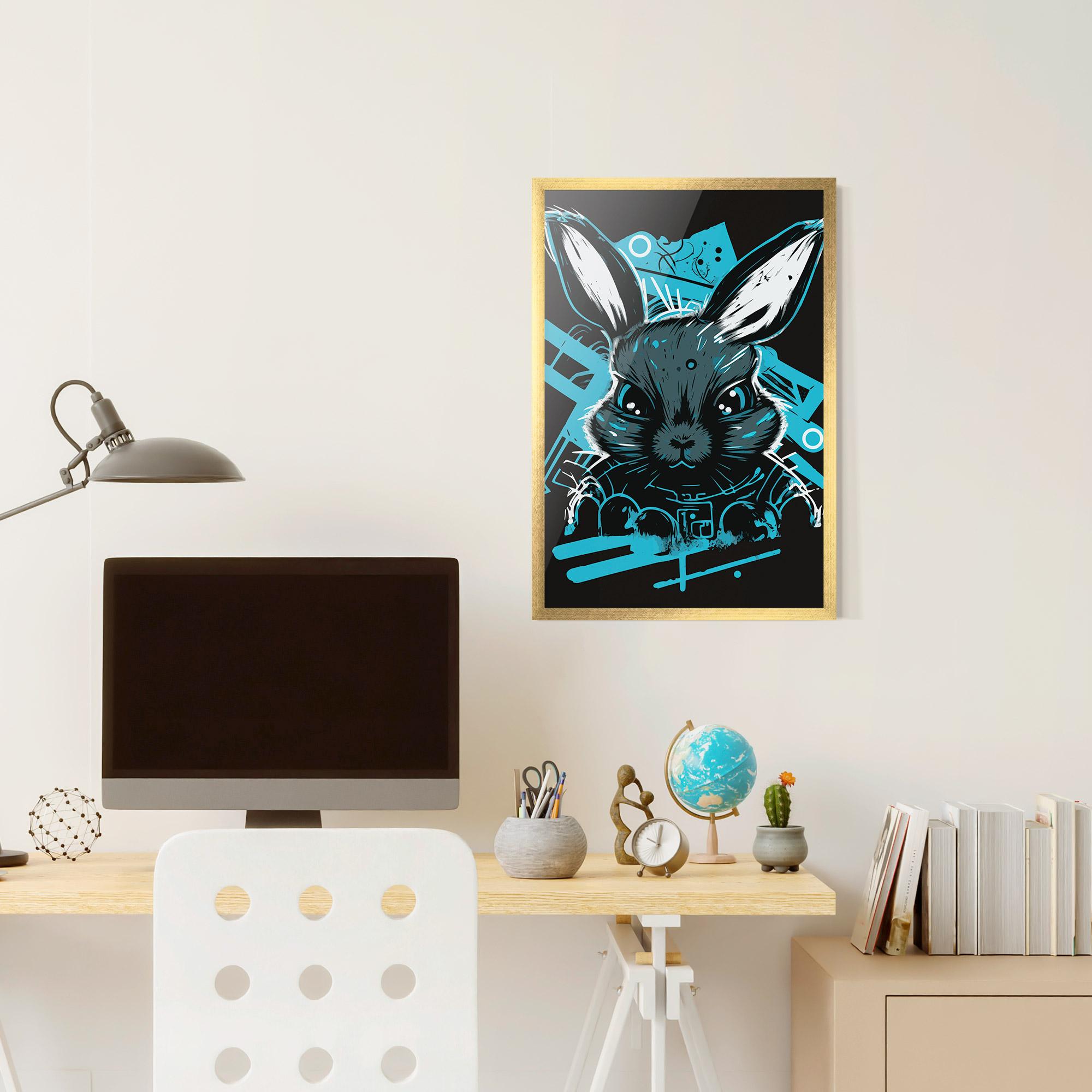 Рамкиран постер Grey Blue Bunny mockup 6