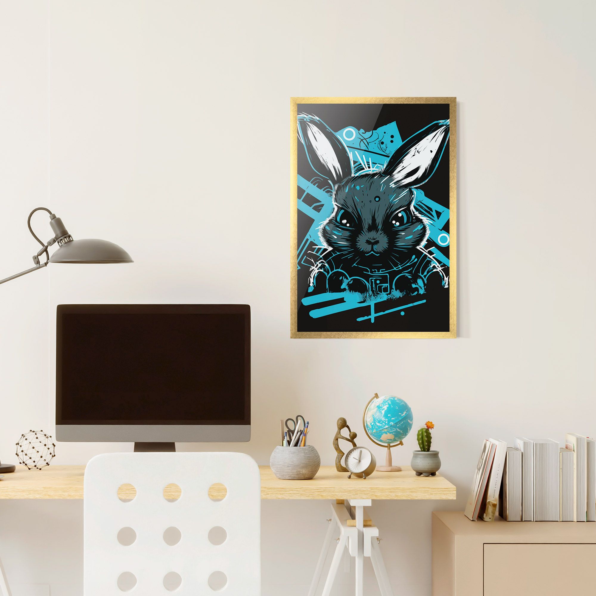Grey Blue Bunny mockup 6