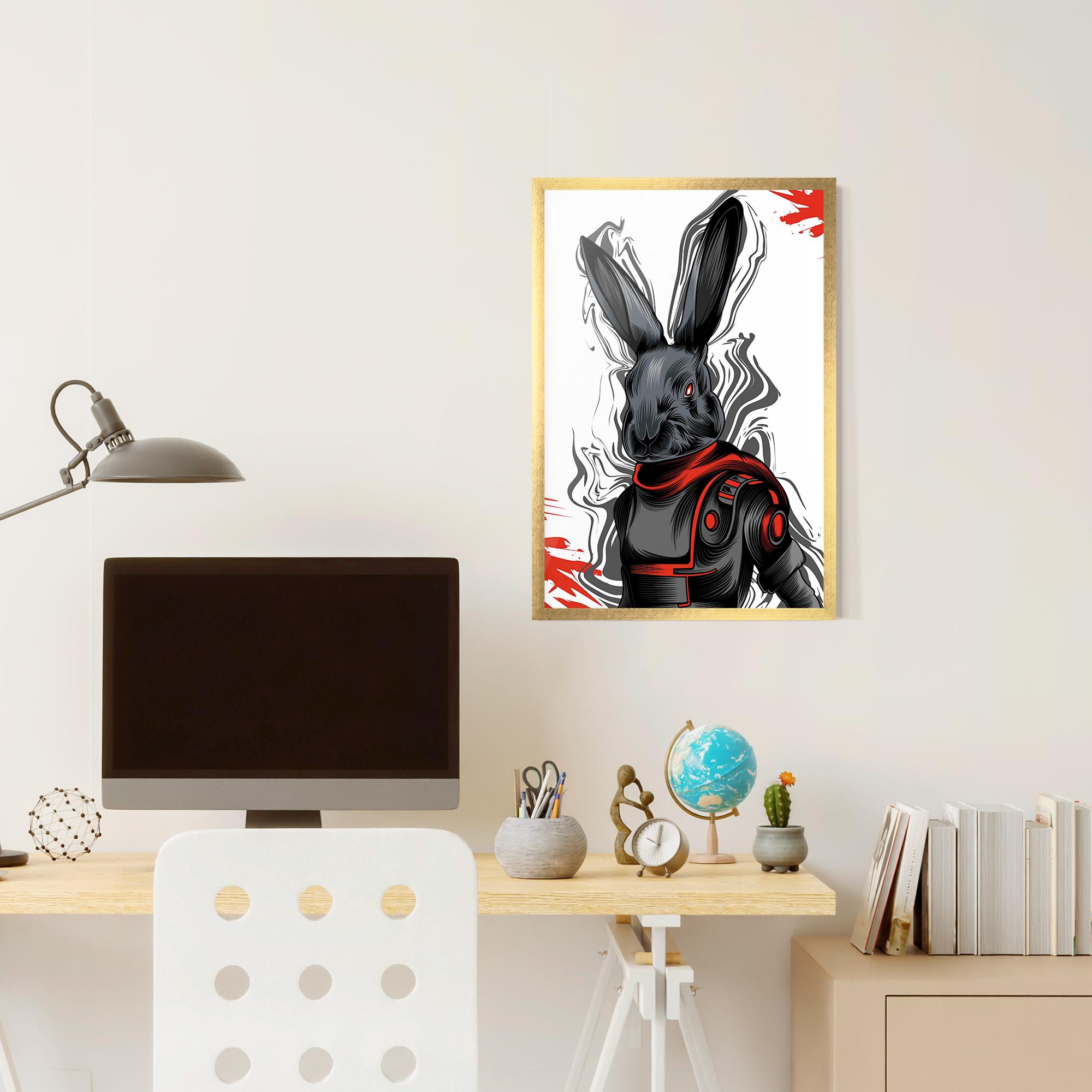 Рамкиран постер Red Robot Bunny mockup 6