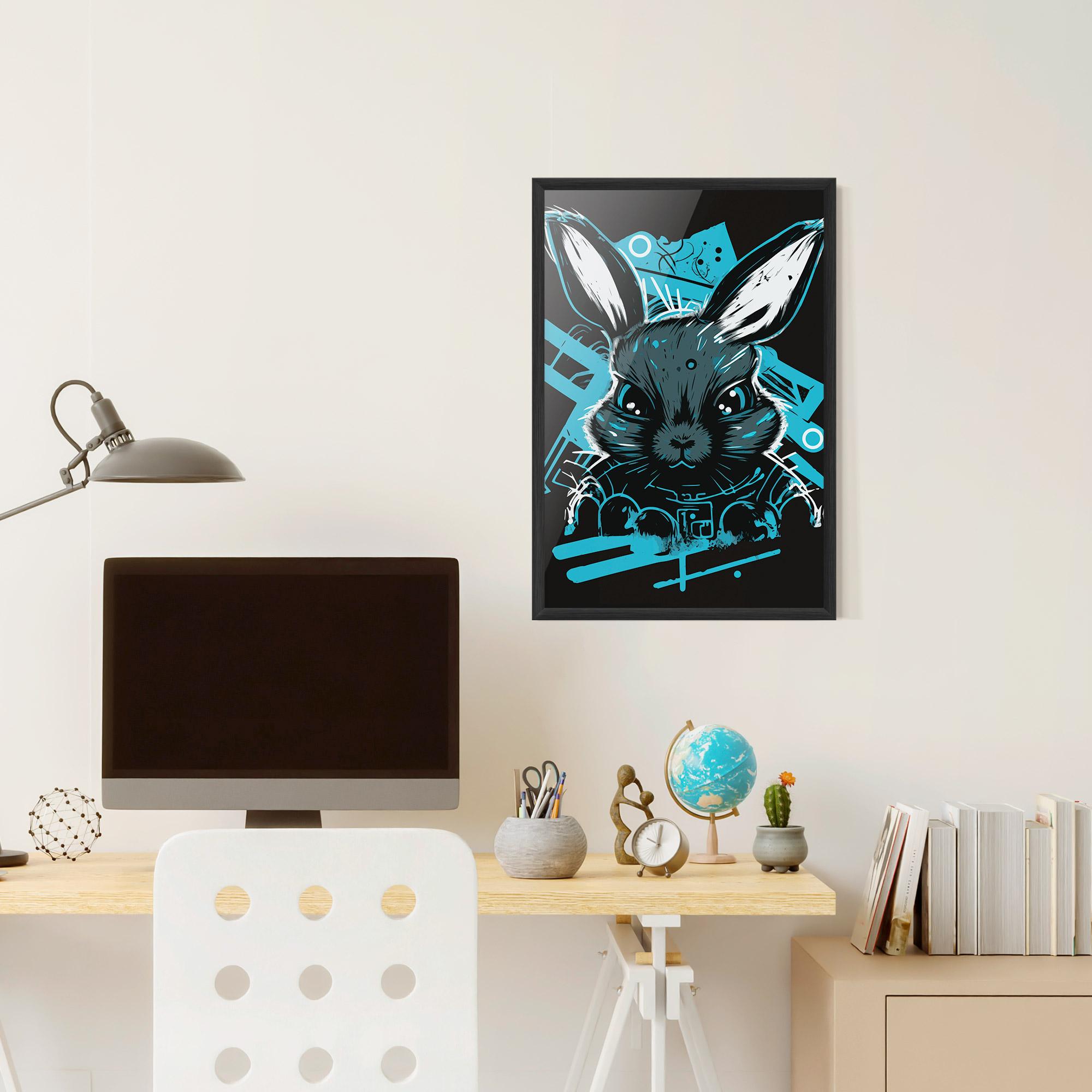 Рамкиран постер Grey Blue Bunny mockup 6