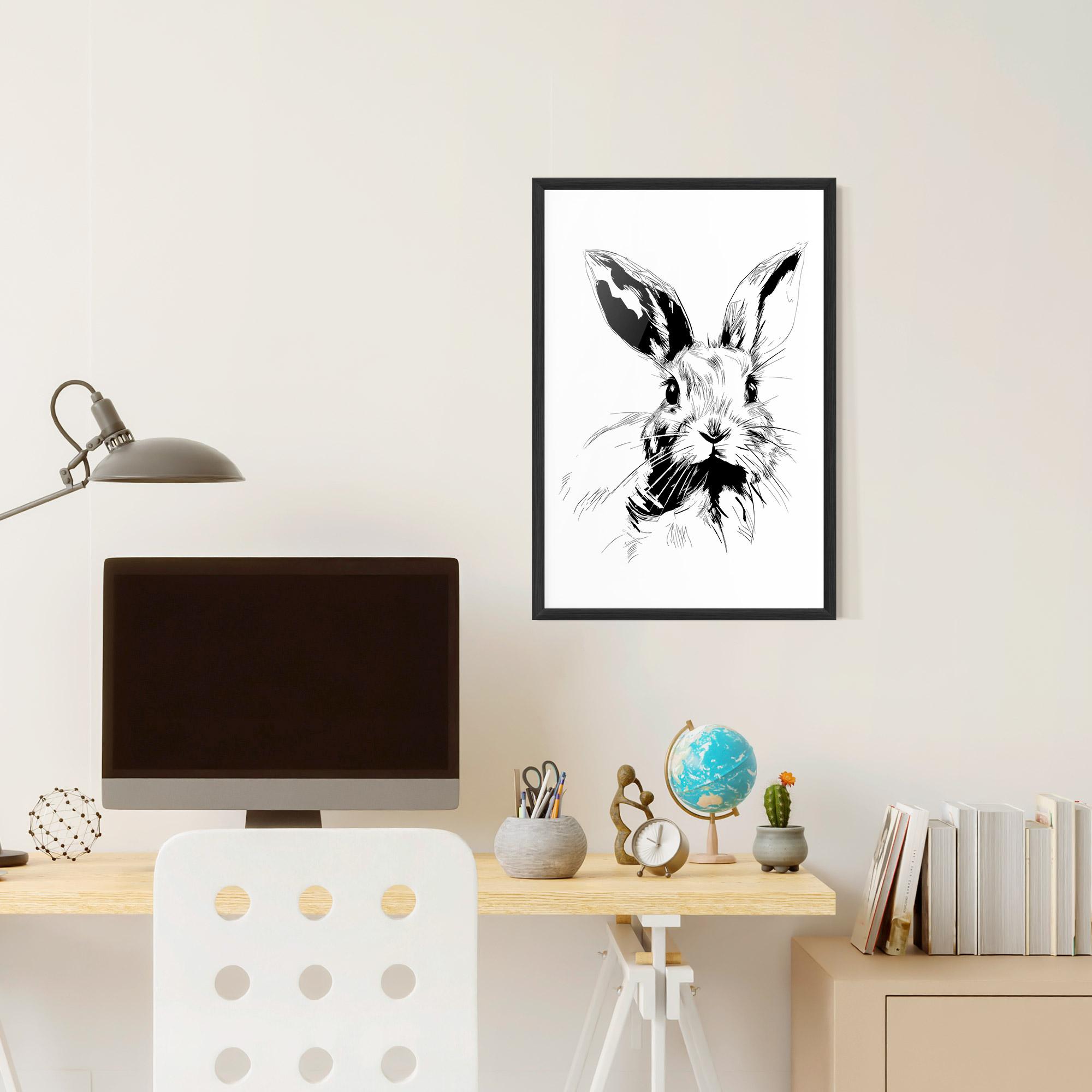 Рамкиран постер Rabbit Looking mockup 6