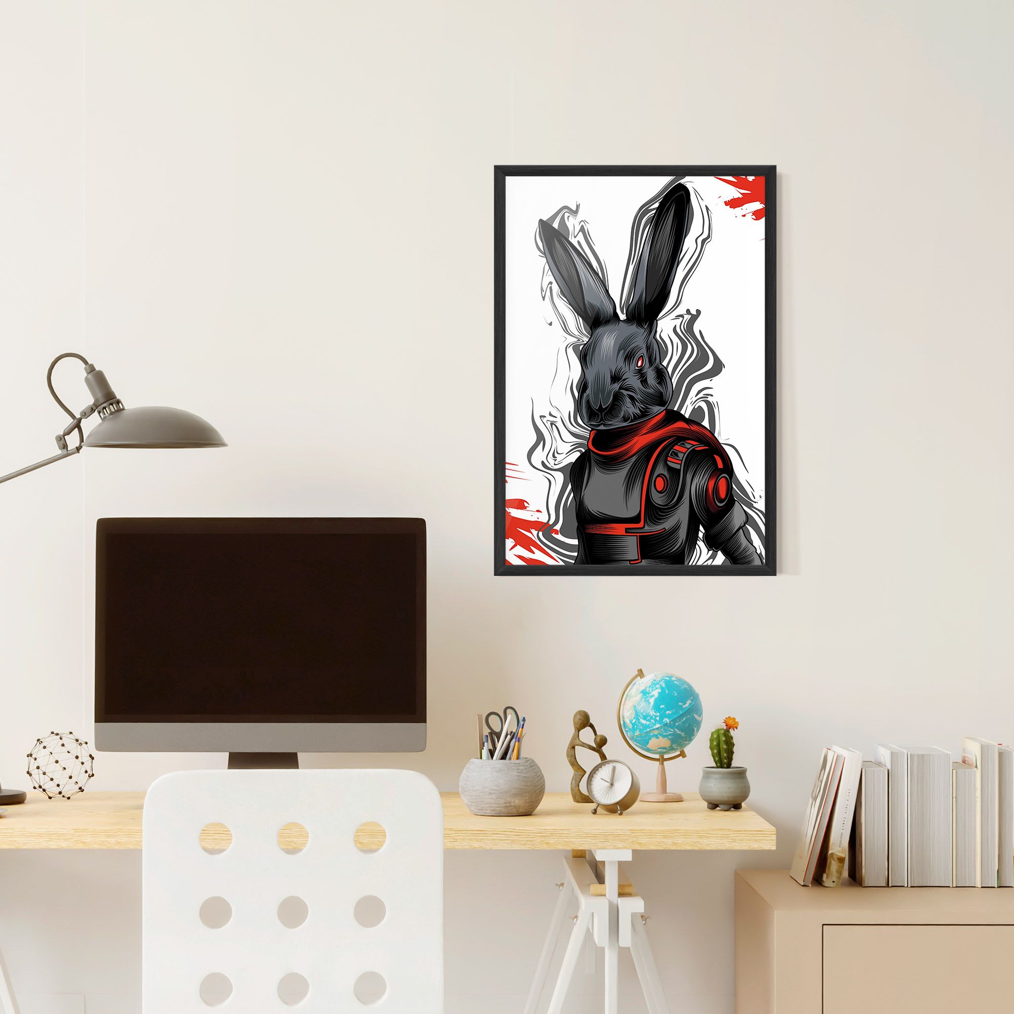 Red Robot Bunny mockup 6