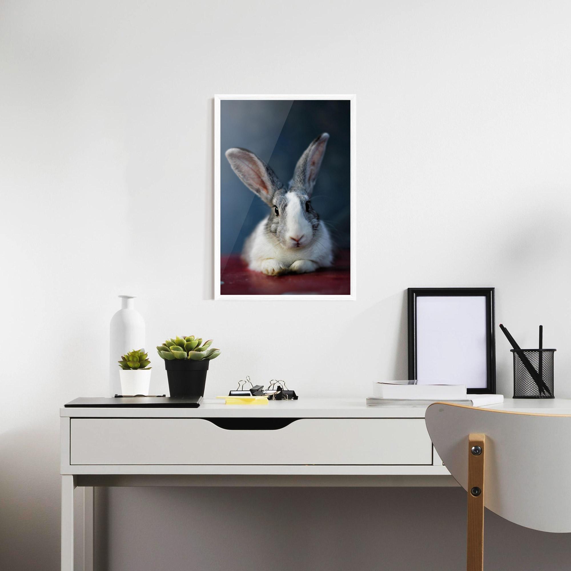 Рамкиран постер Cute Grey Bunny mockup 7