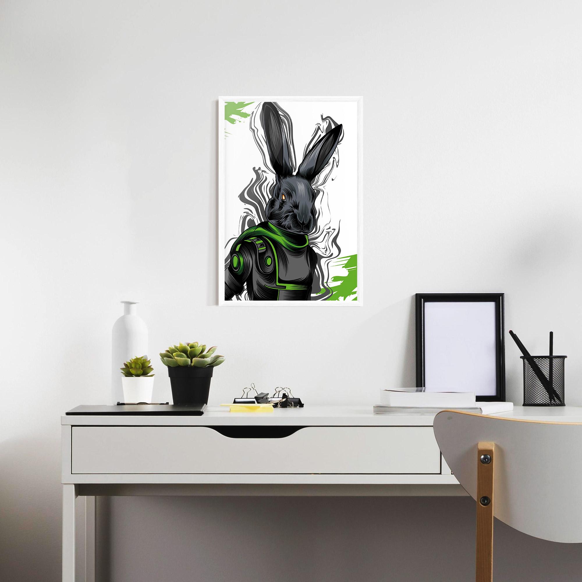 Рамкиран постер Cyborg Green Bunny mockup 7