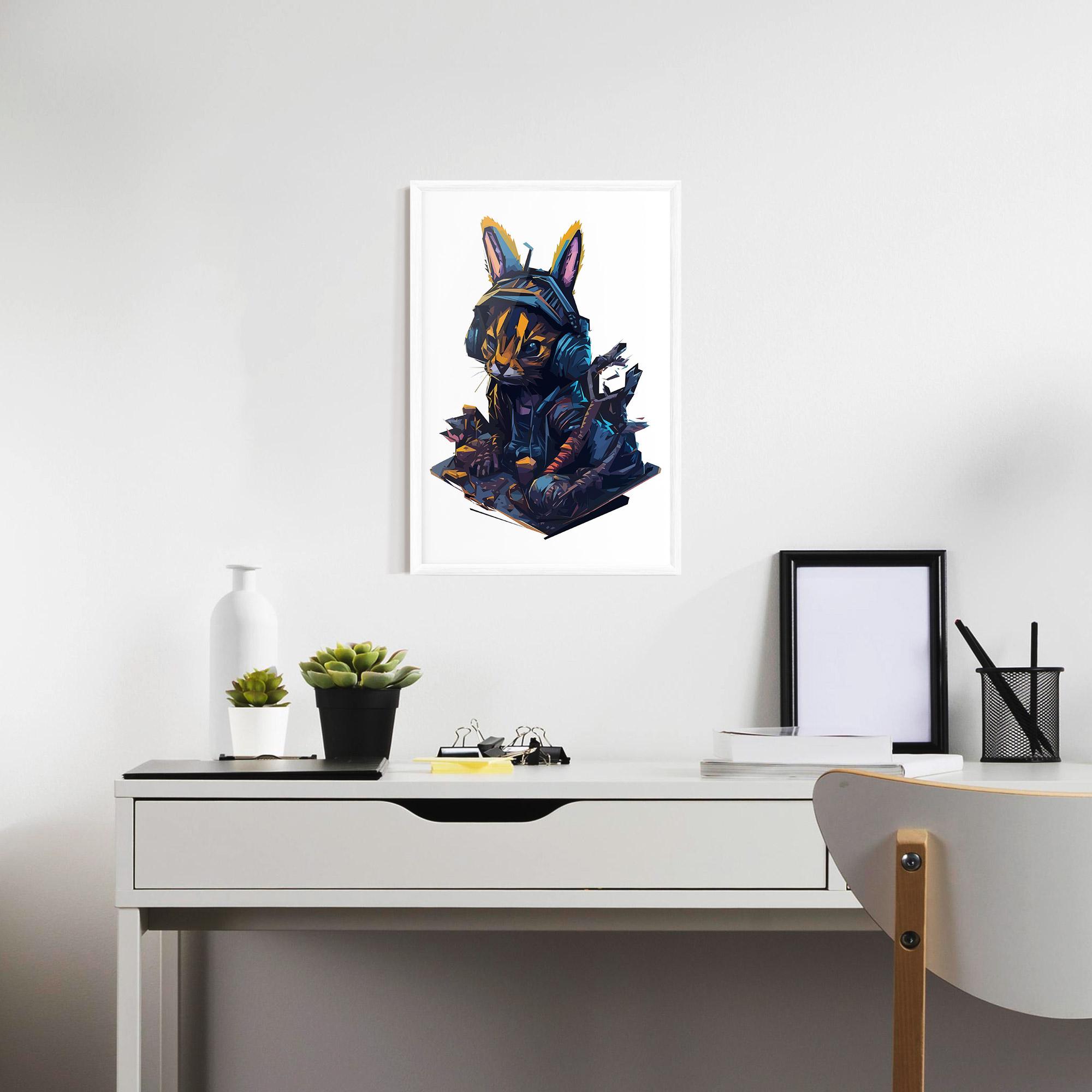 Рамкиран постер Orange Rabbit Headset mockup 7