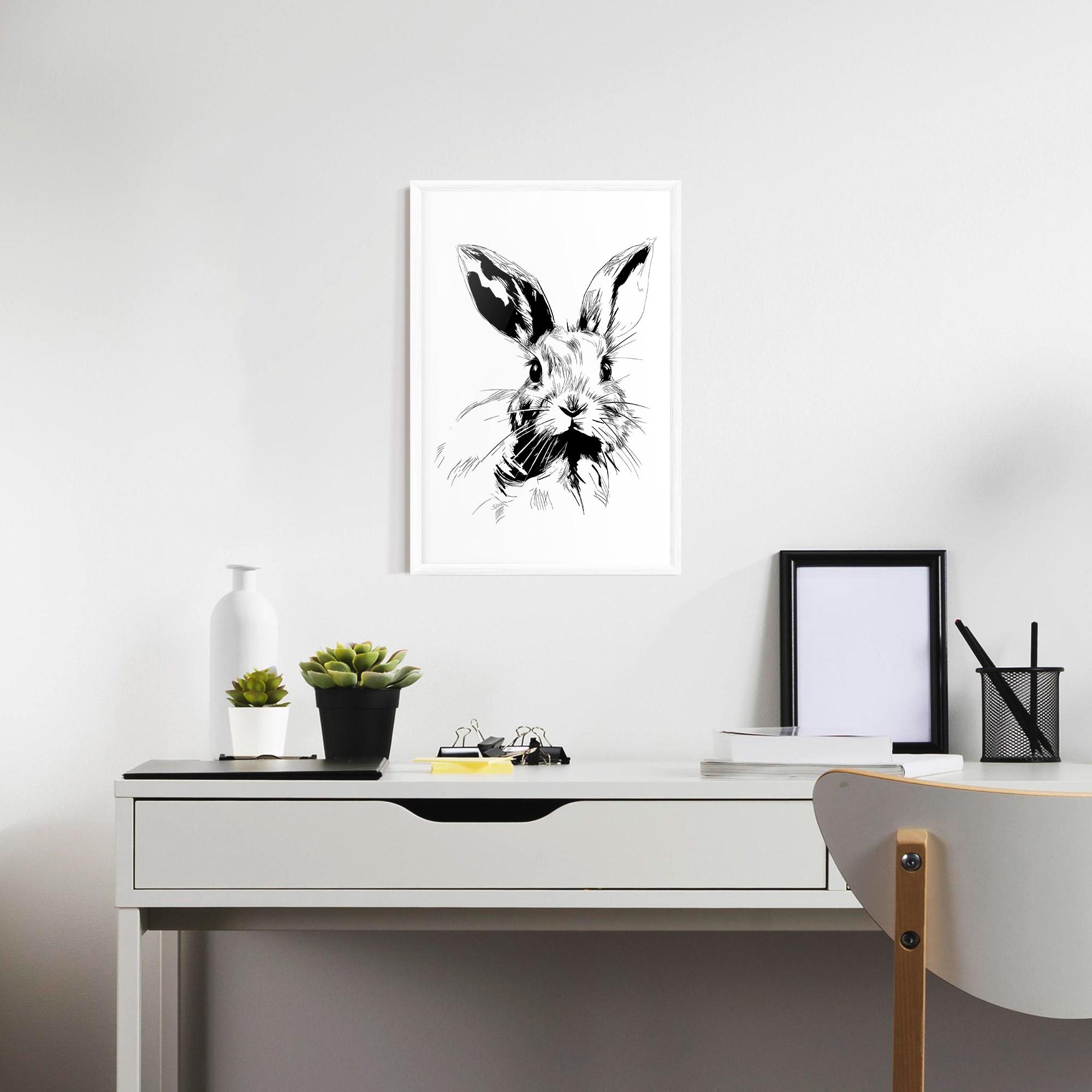 Рамкиран постер Rabbit Looking mockup 7