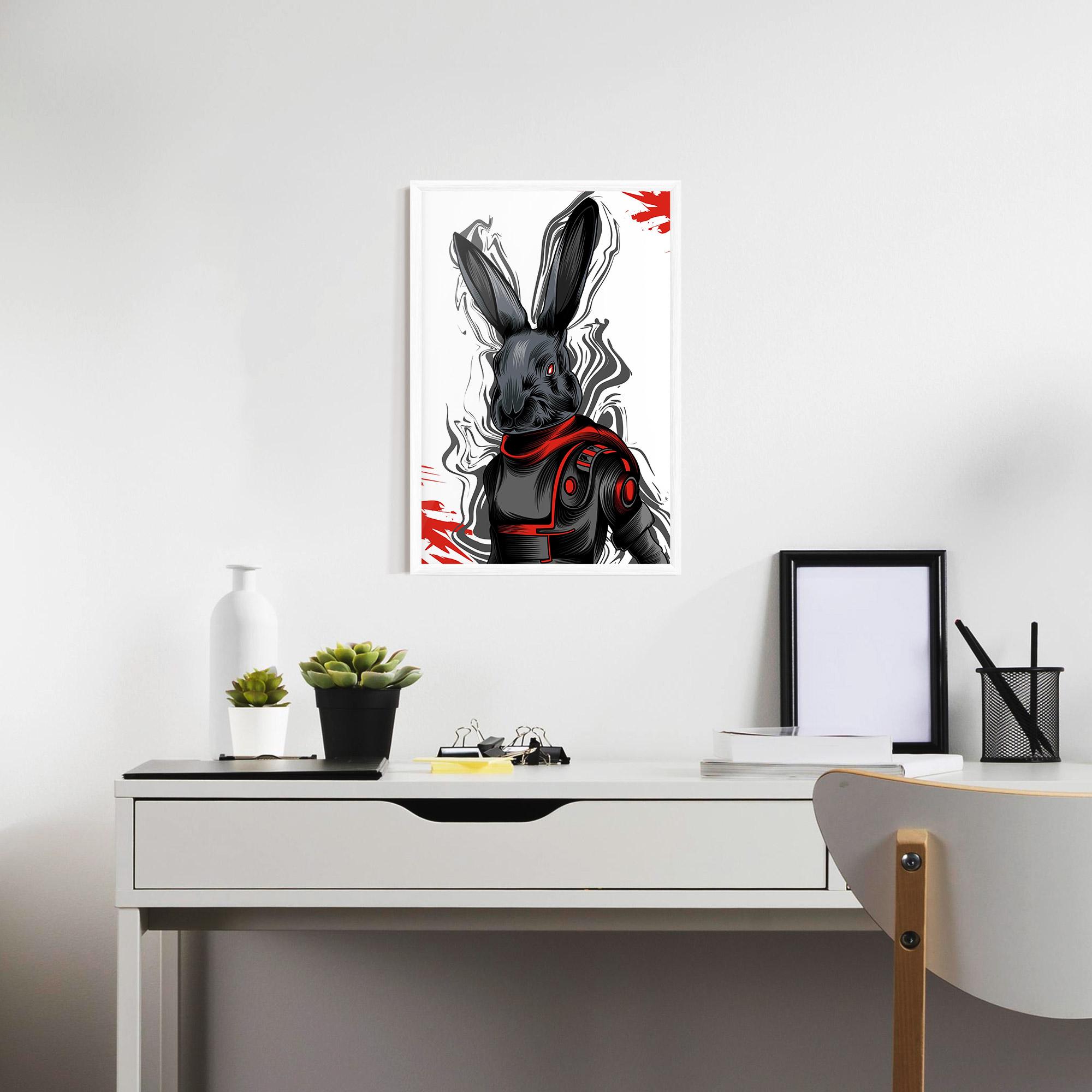 Рамкиран постер Red Robot Bunny mockup 7