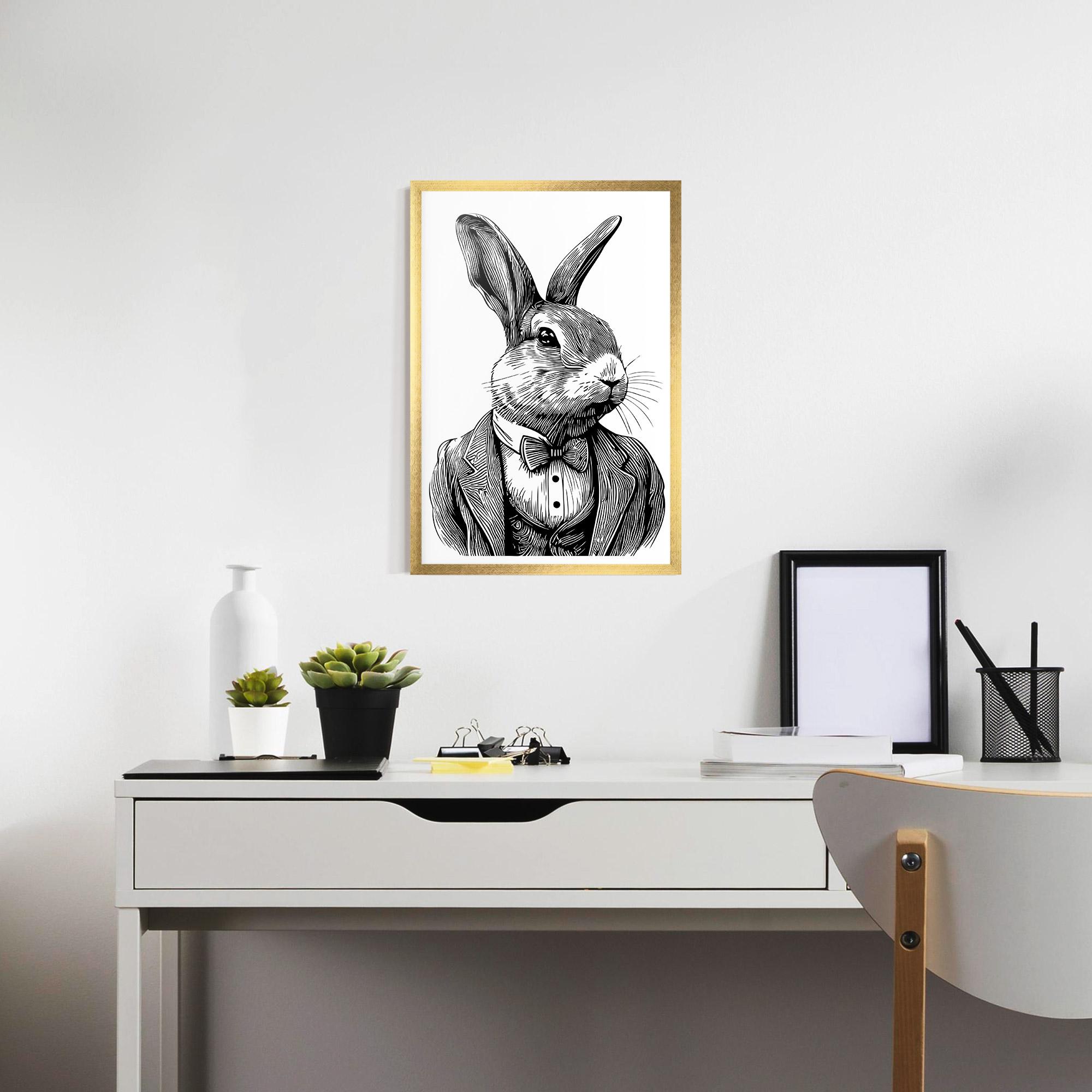 Рамкиран постер Bunny In Suit mockup 7