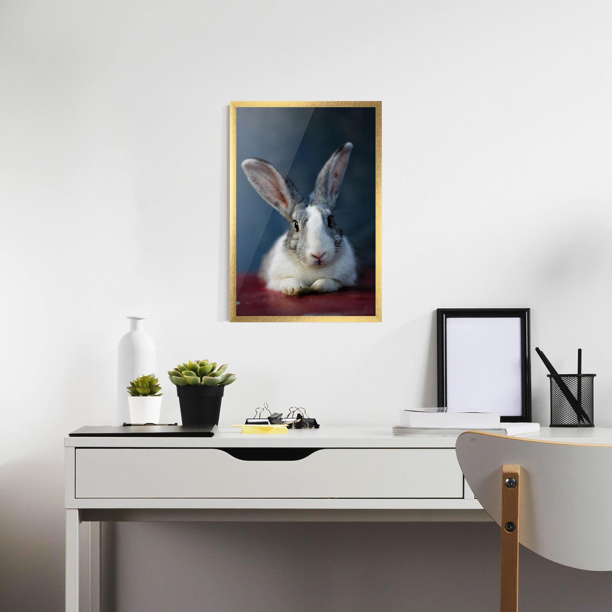 Рамкиран постер Cute Grey Bunny mockup 7