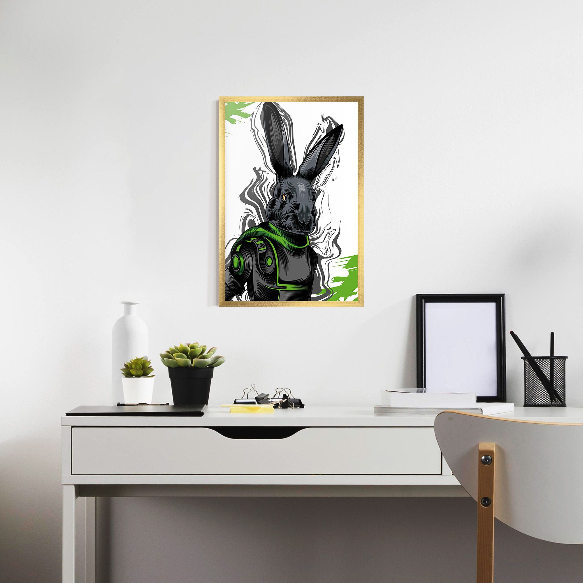 Cyborg Green Bunny mockup 7