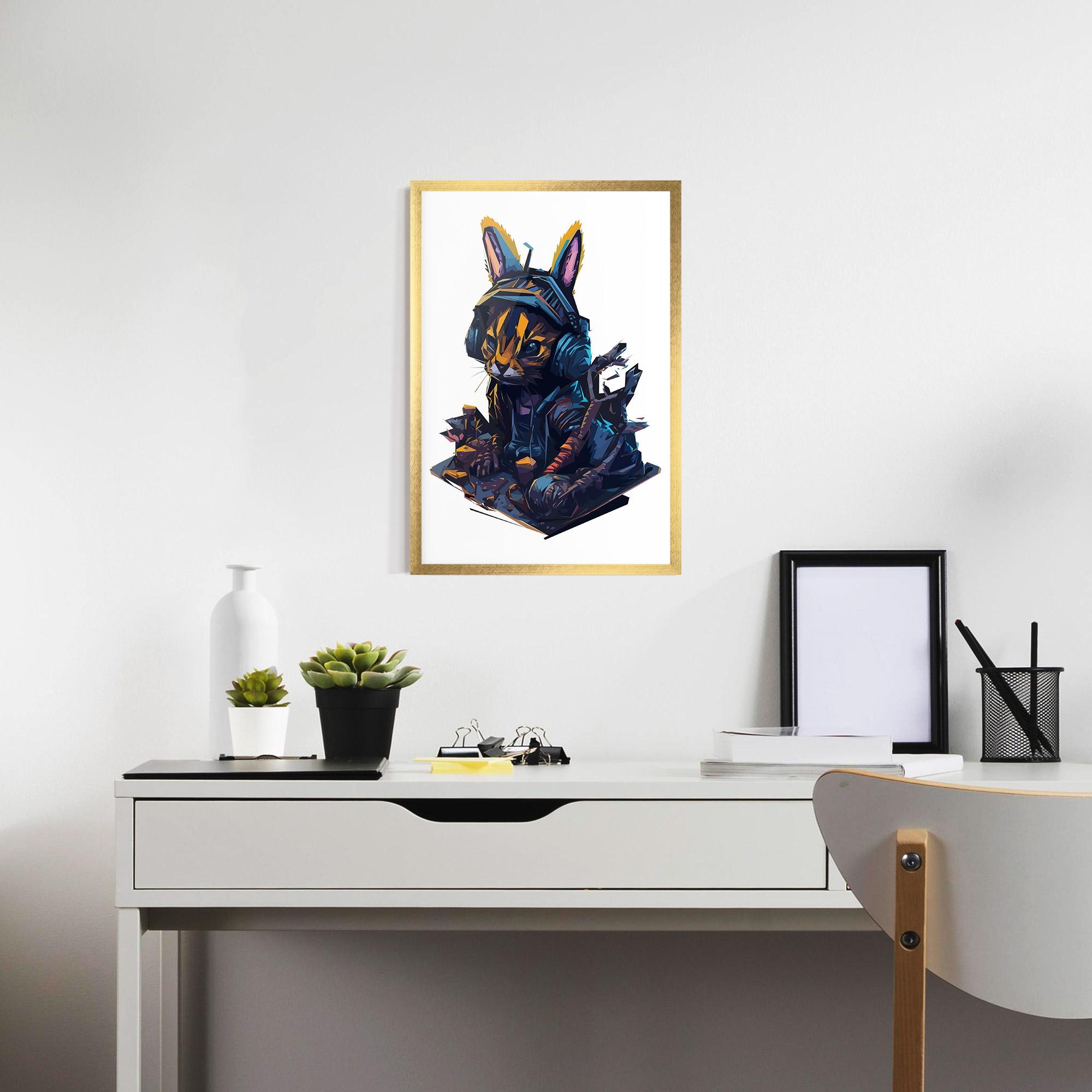 Рамкиран постер Orange Rabbit Headset mockup 7