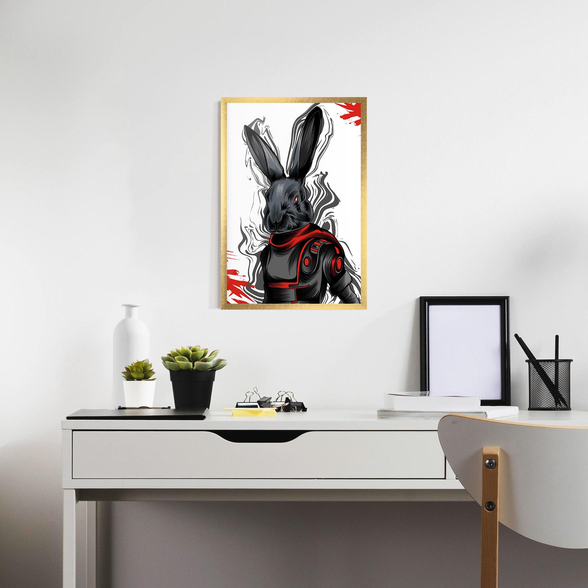 Рамкиран постер Red Robot Bunny mockup 7