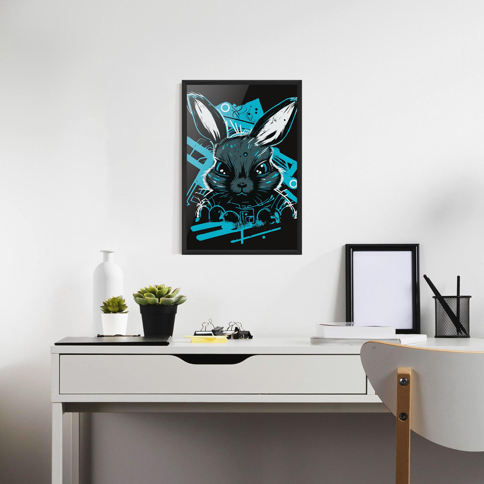 Рамкиран постер Grey Blue Bunny mockup 7