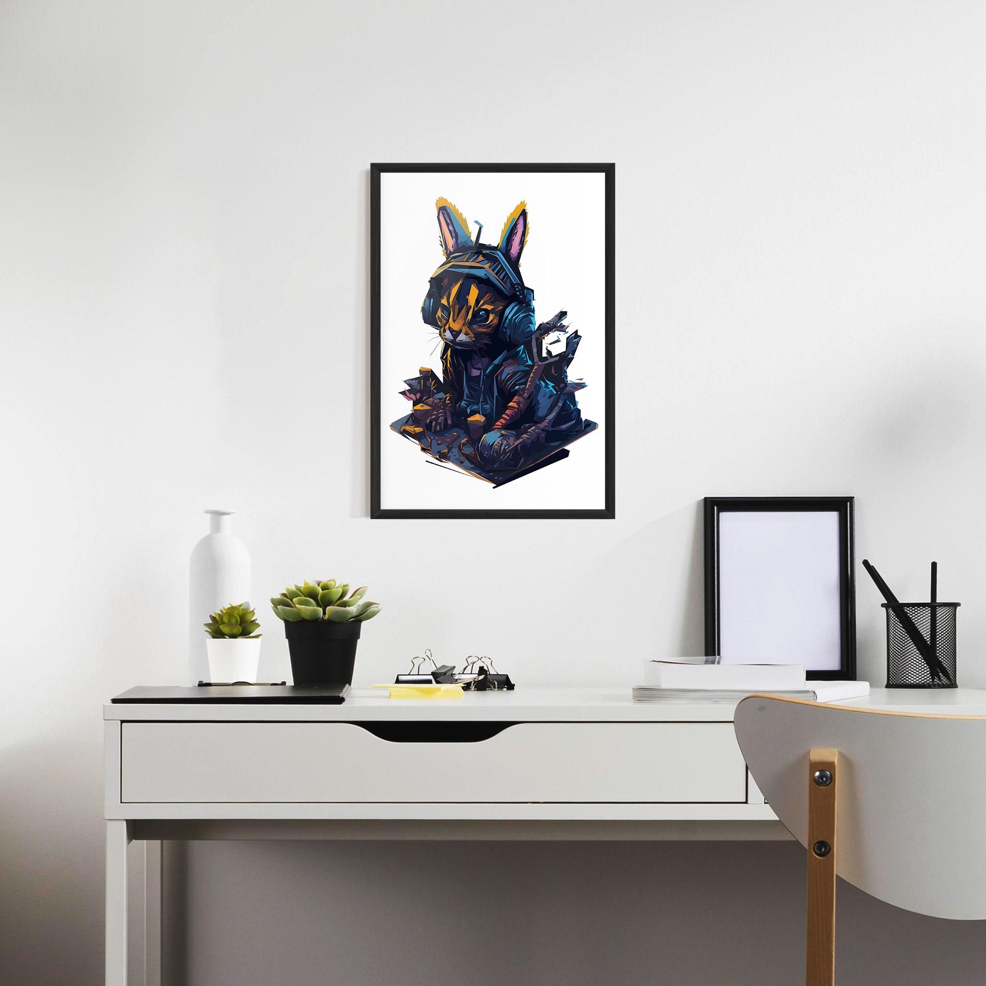 Рамкиран постер Orange Rabbit Headset mockup 7