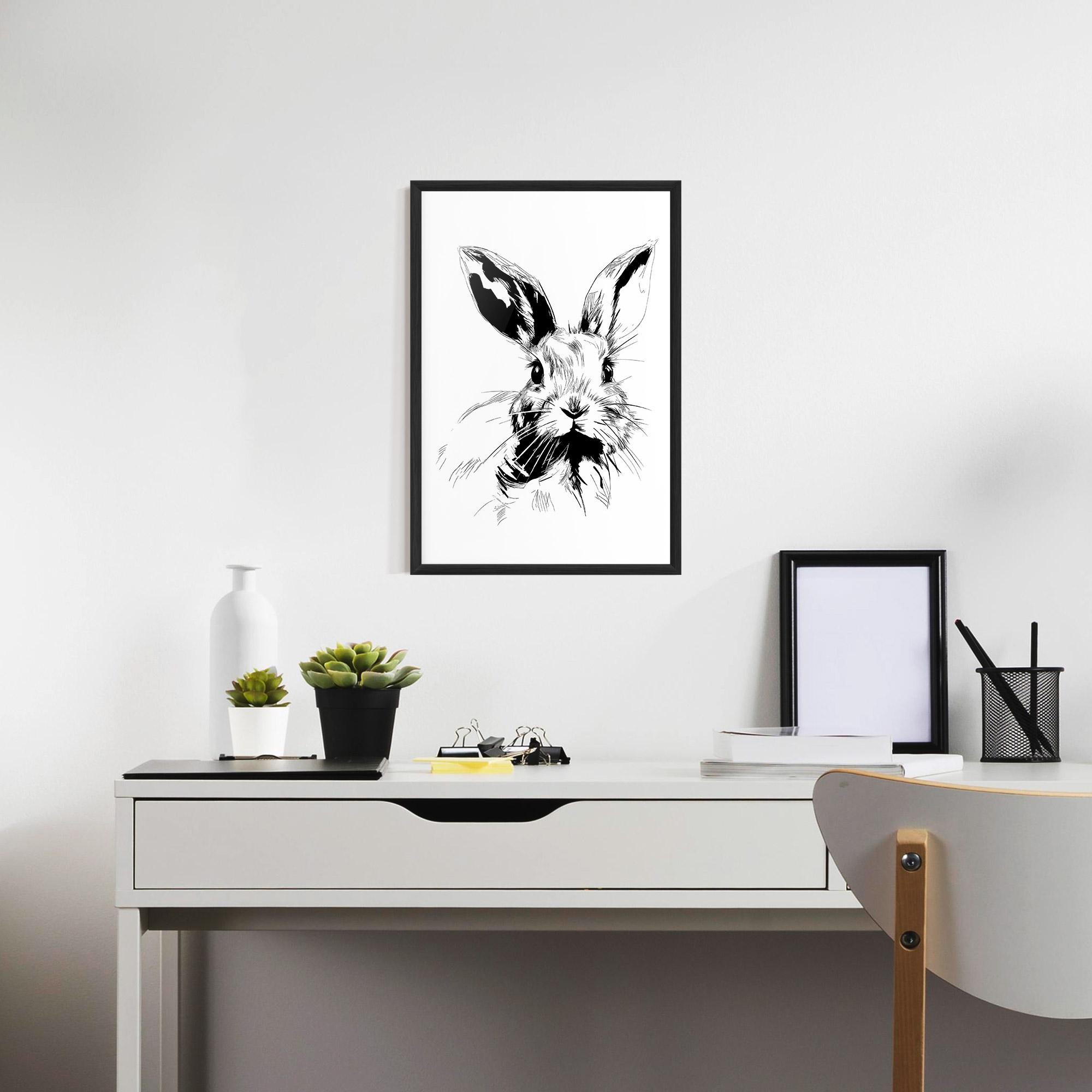 Рамкиран постер Rabbit Looking mockup 7