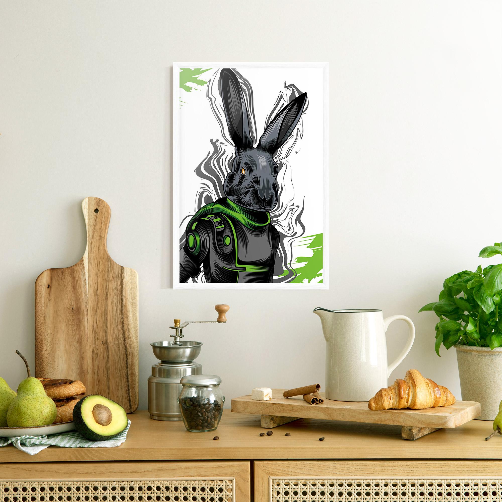 Рамкиран постер Cyborg Green Bunny mockup 8