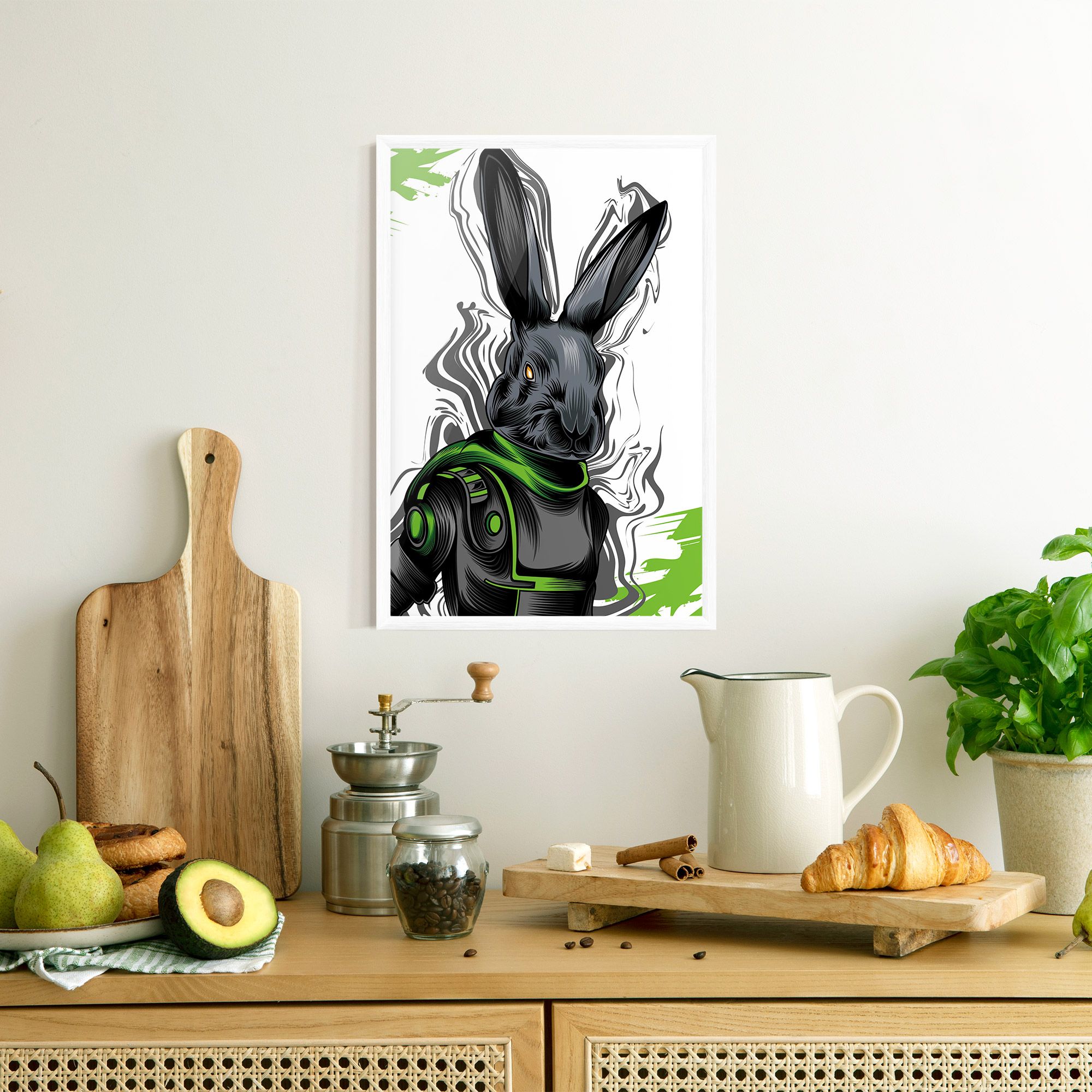 Cyborg Green Bunny mockup 8