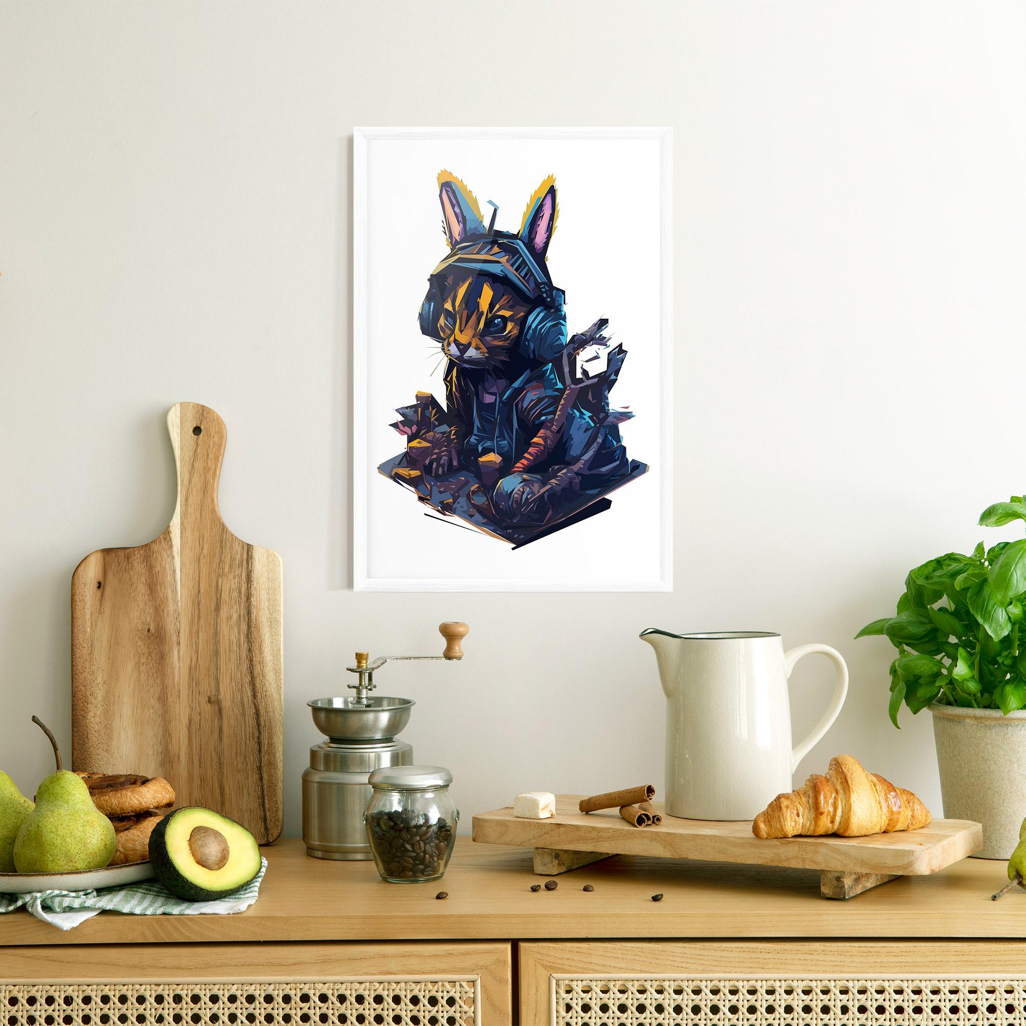 Рамкиран постер Orange Rabbit Headset mockup 8