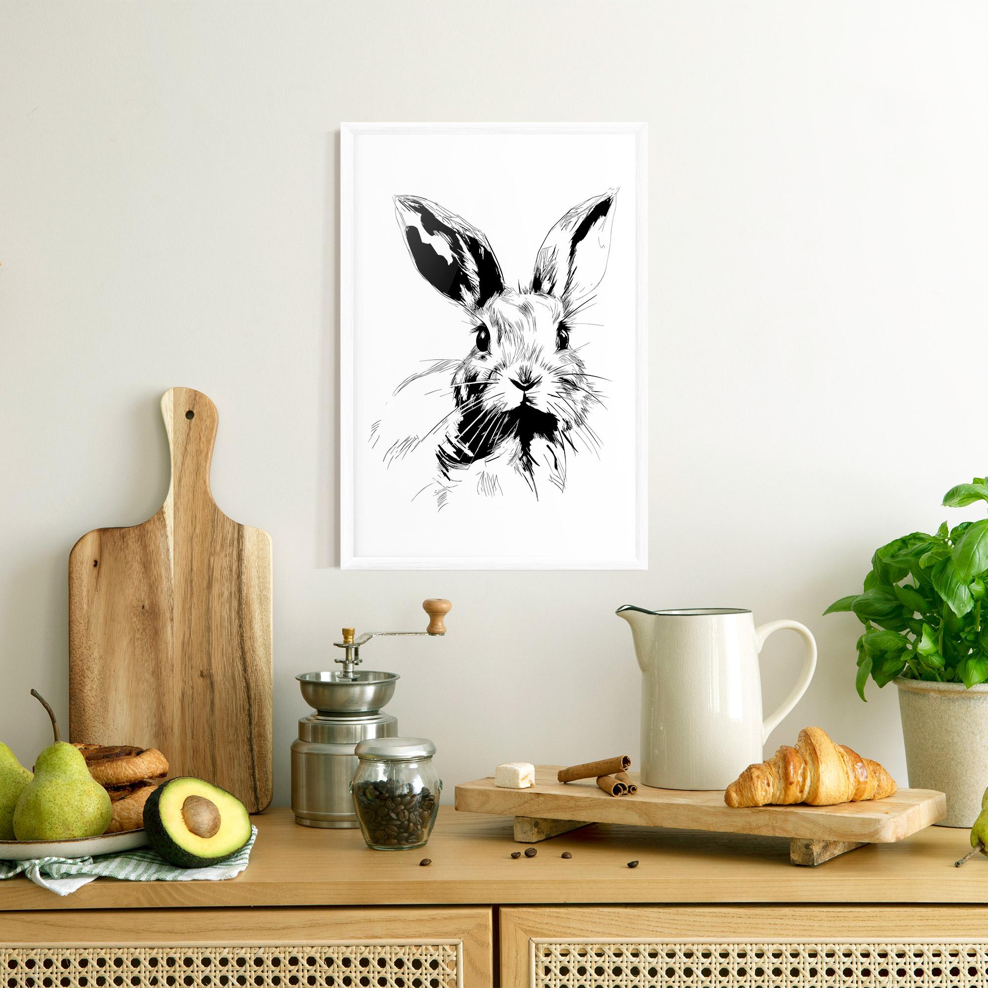 Рамкиран постер Rabbit Looking mockup 8