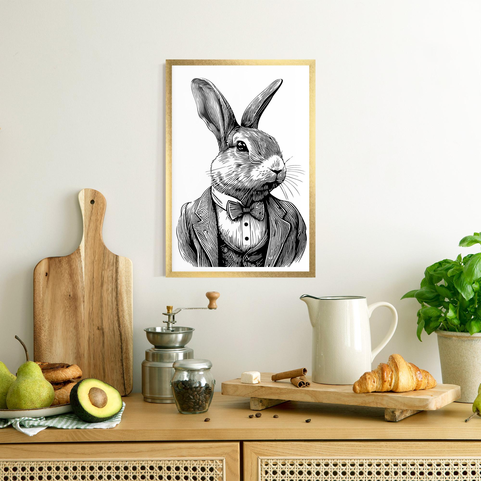Рамкиран постер Bunny In Suit mockup 8