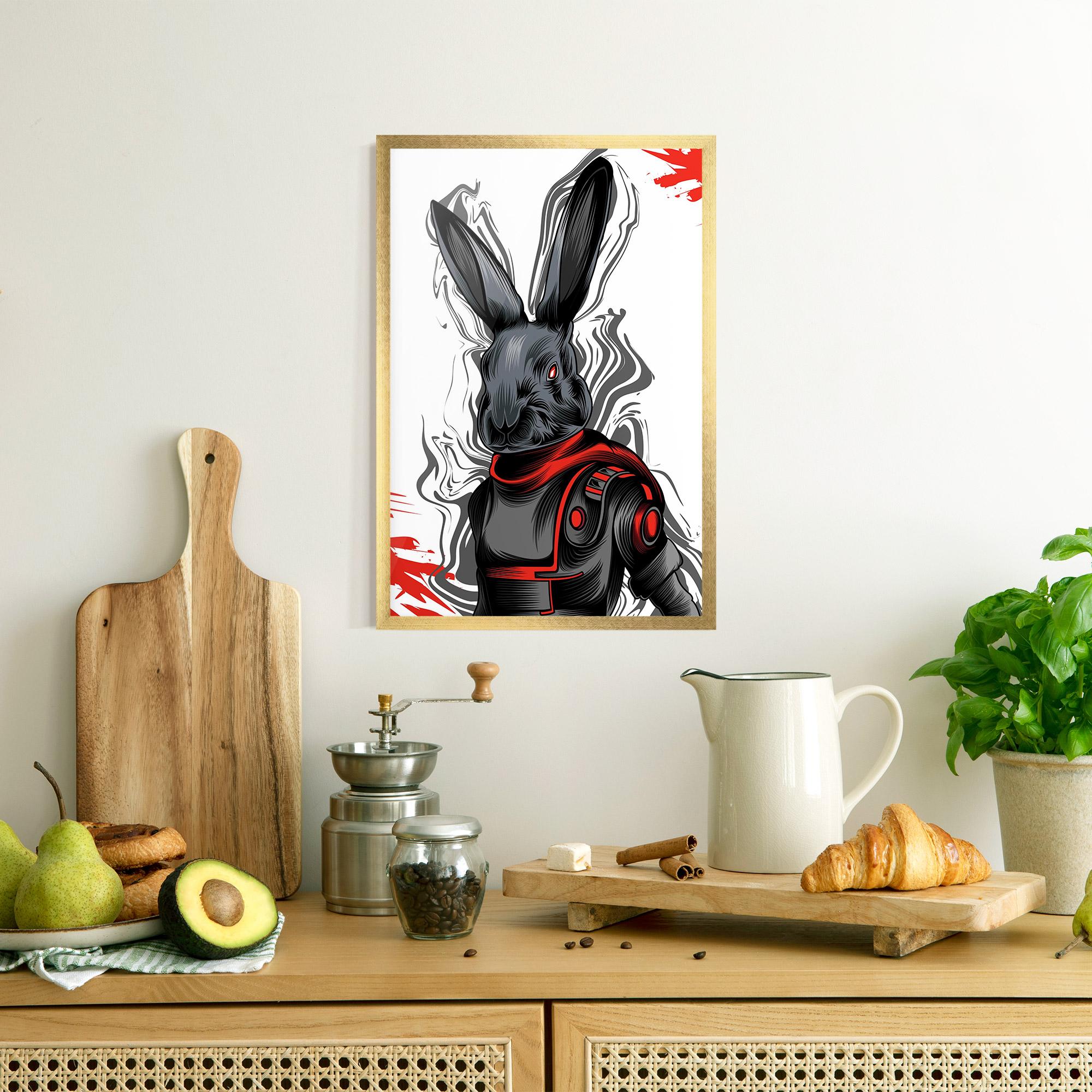 Рамкиран постер Red Robot Bunny mockup 8