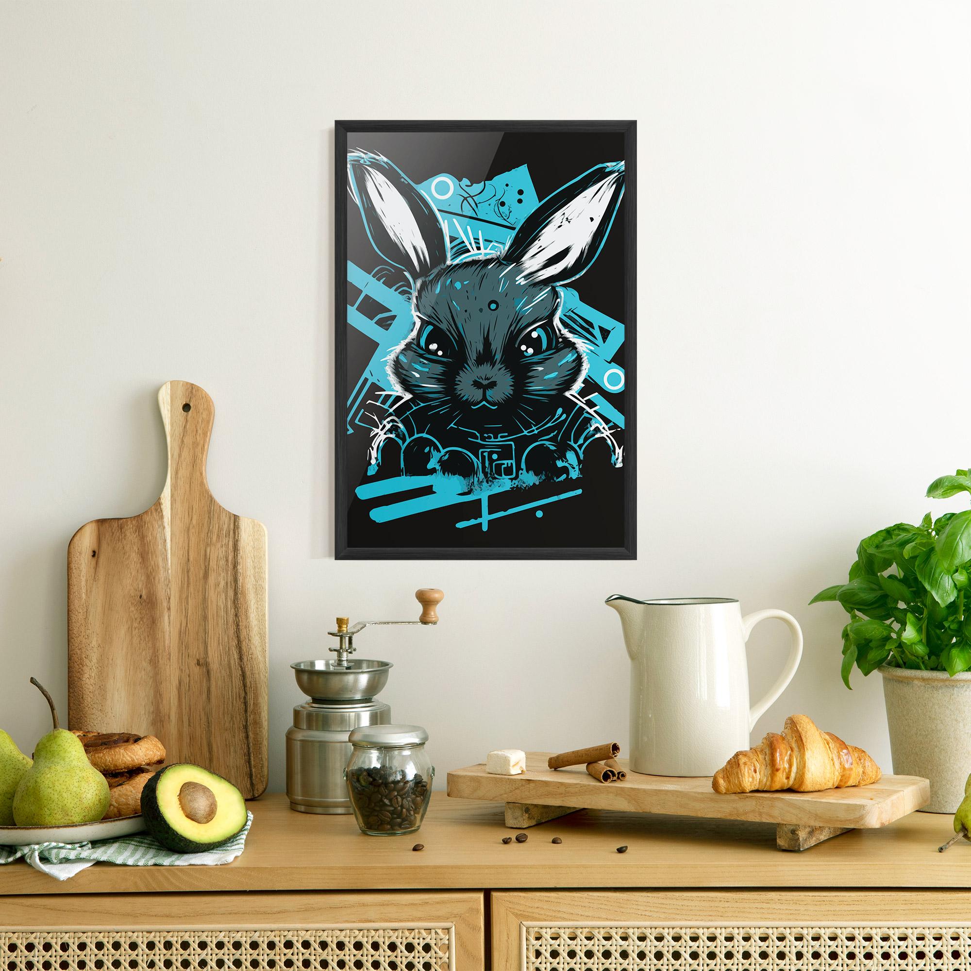 Рамкиран постер Grey Blue Bunny mockup 8