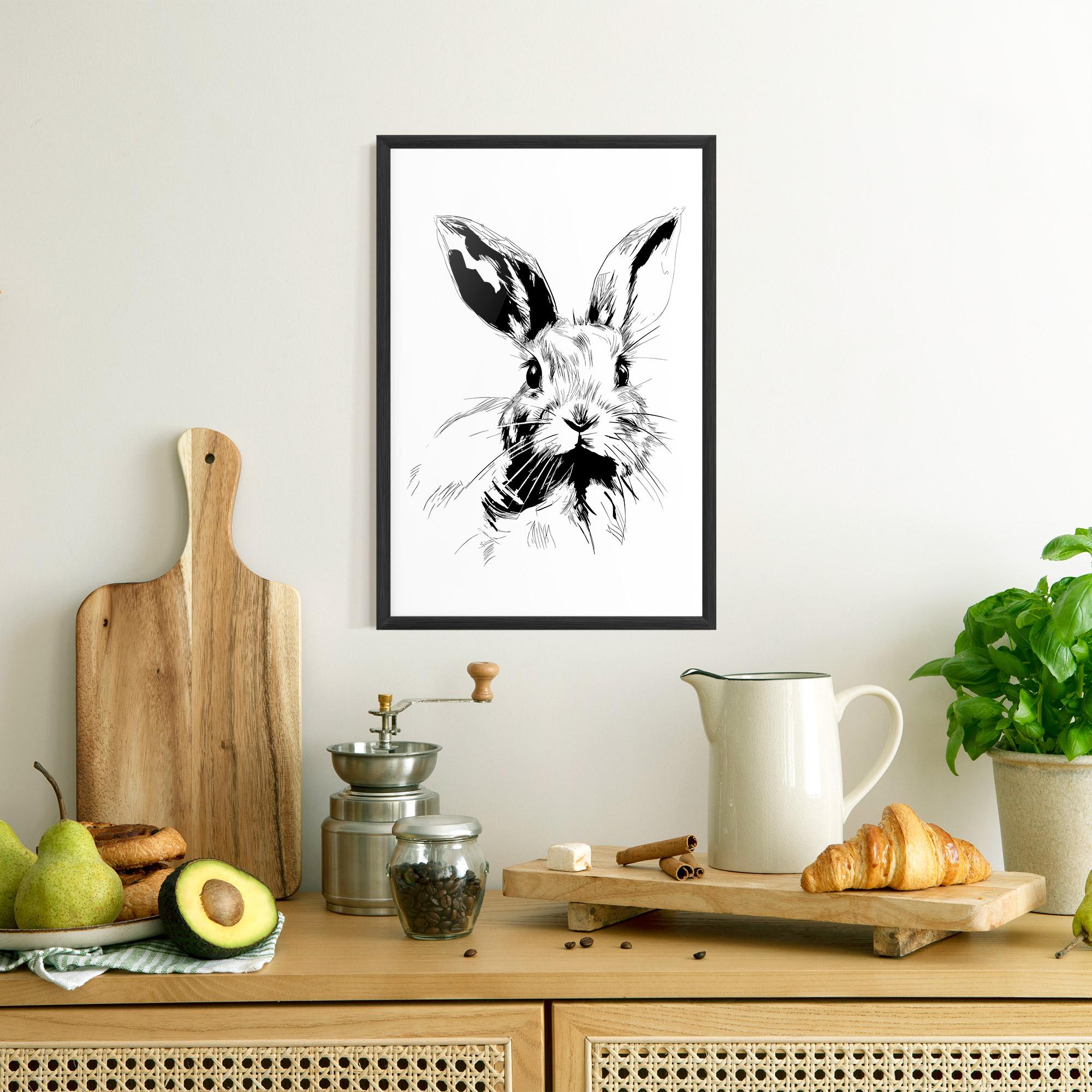 Рамкиран постер Rabbit Looking mockup 8