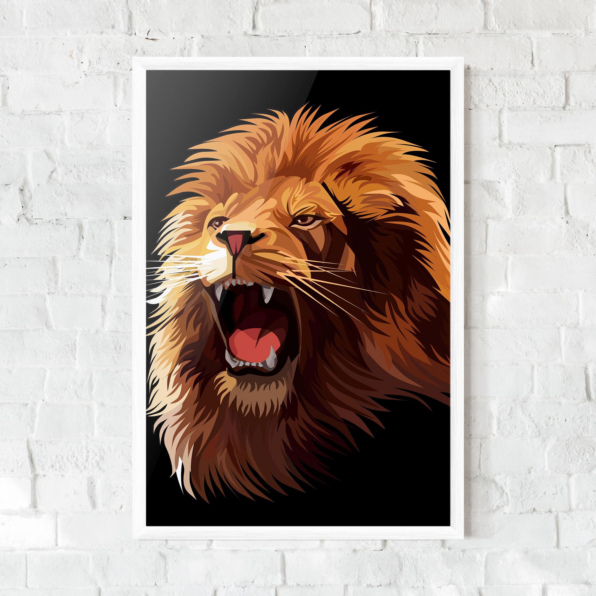 Рамкиран постер Angry Lion Head mockup 0