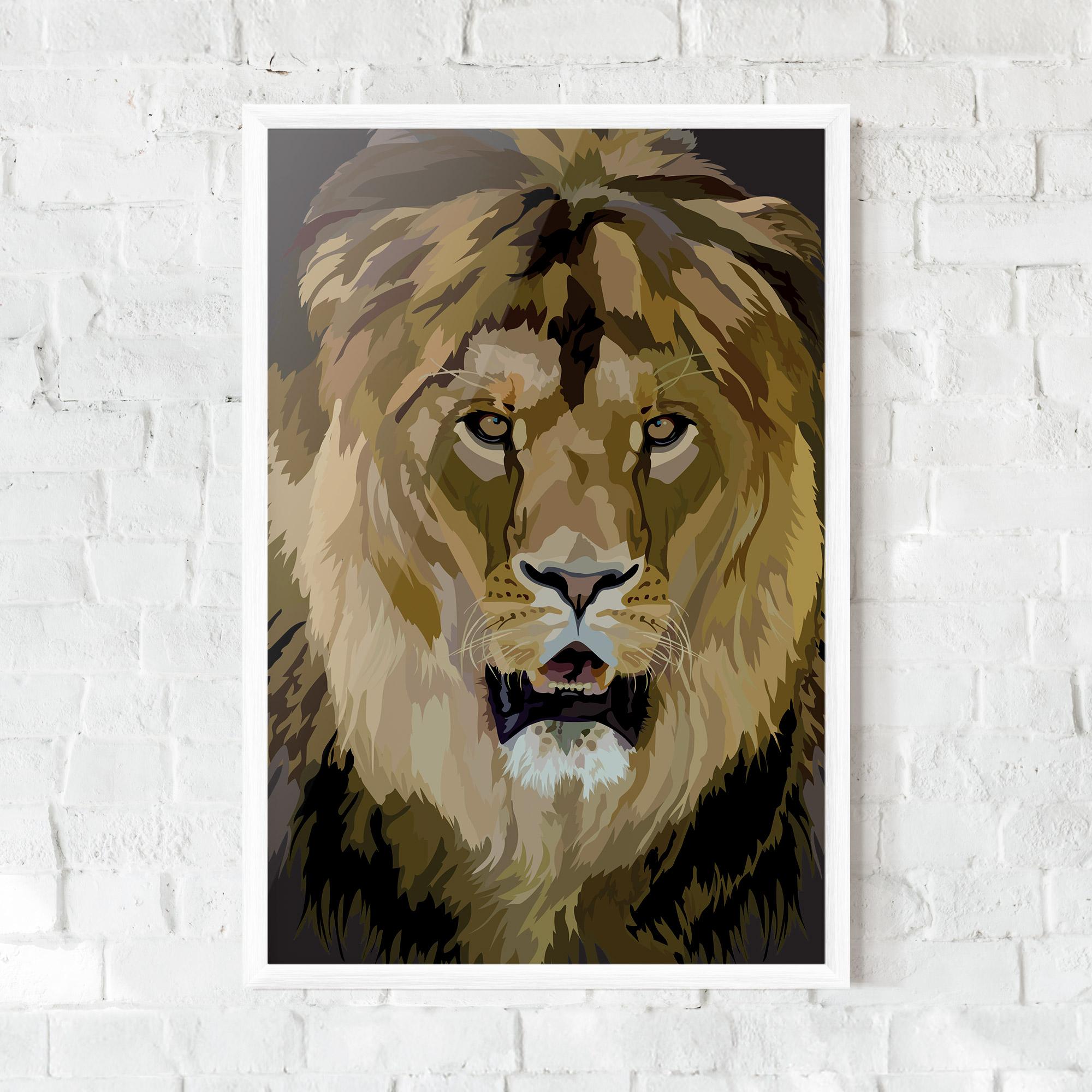 Рамкиран постер Beautiful Lion Art mockup 0
