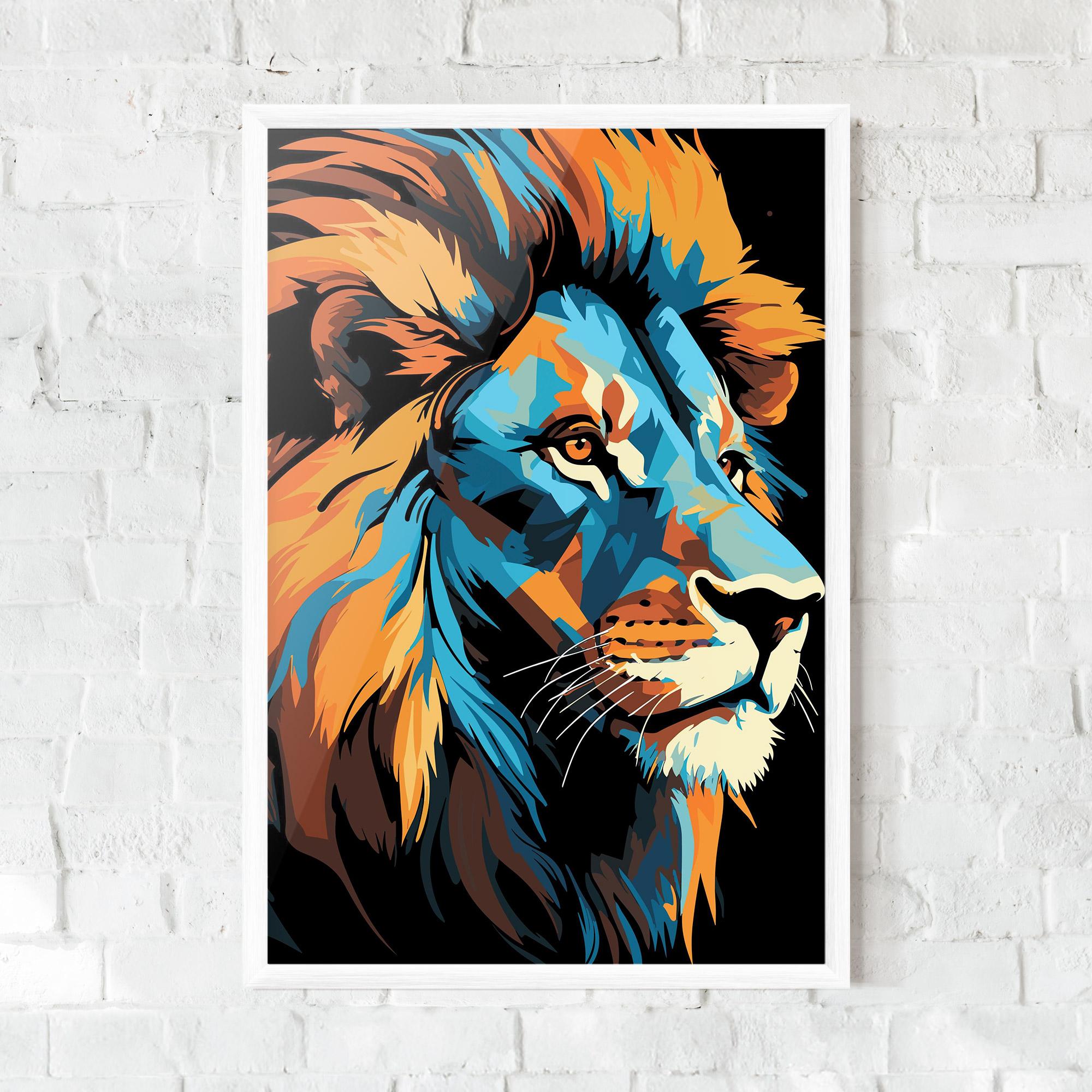 Рамкиран постер Blue Yellow Lion mockup 0