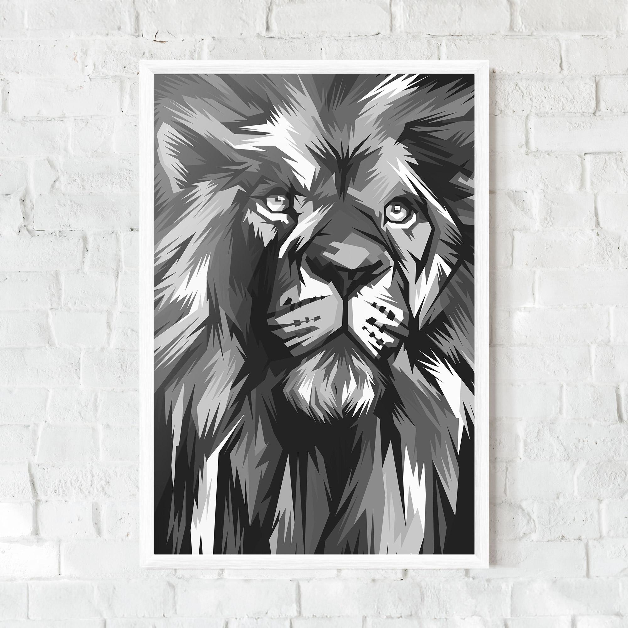 Рамкиран постер Grey Head Lion mockup 0