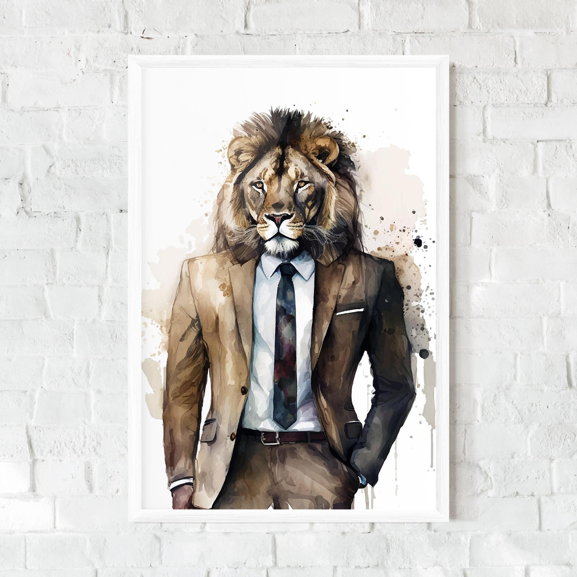 Рамкиран постер Lion In Suit mockup 0