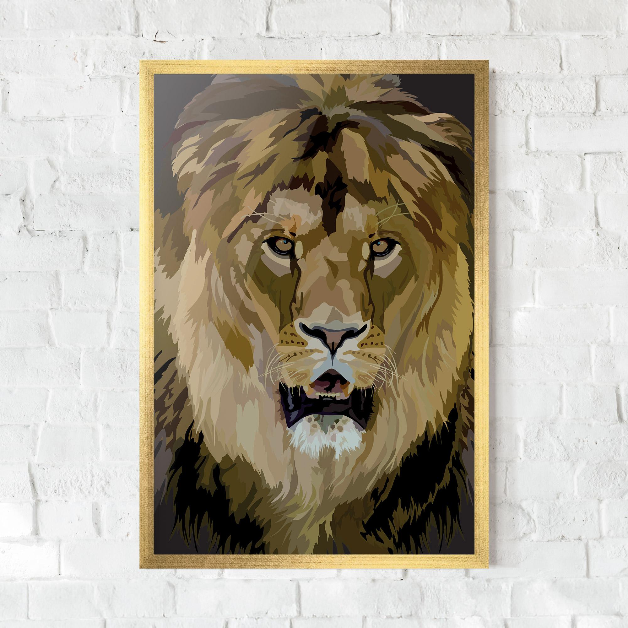 Рамкиран постер Beautiful Lion Art mockup 0