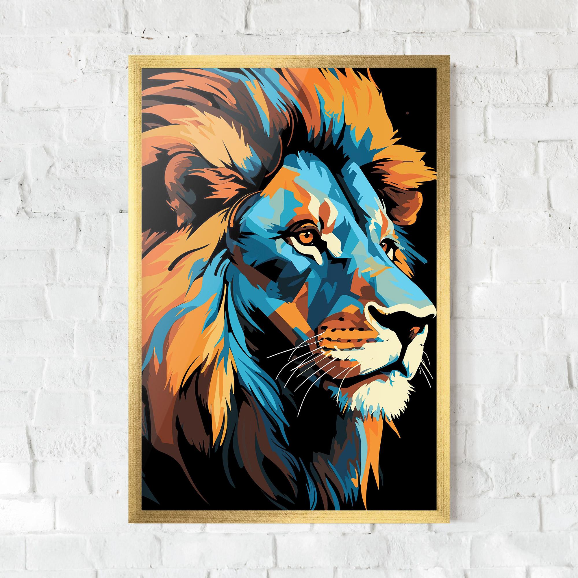 Рамкиран постер Blue Yellow Lion mockup 0